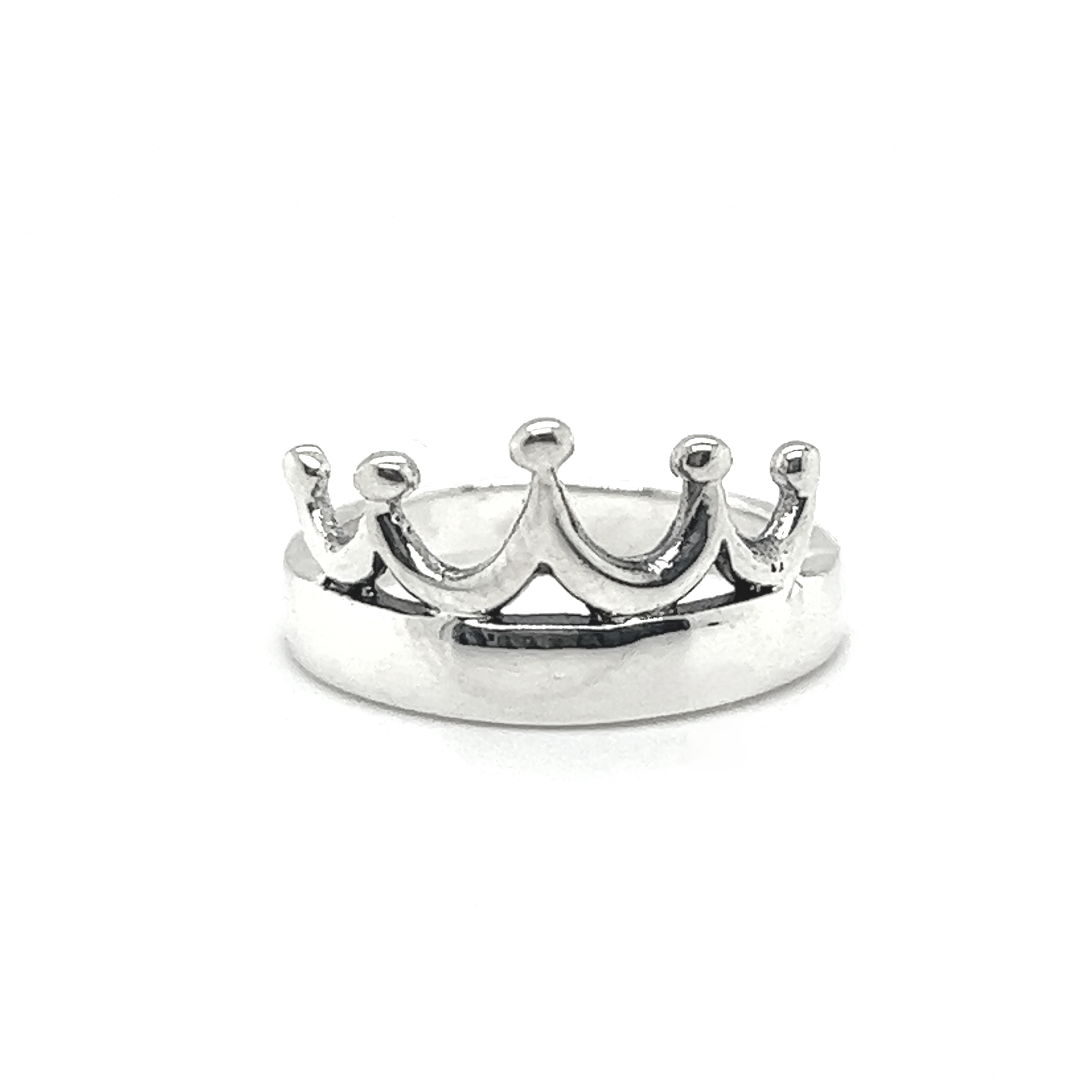 Discover the regal allure of the Sleek Crown Ring, a timeless sterling silver piece that embodies elegance and grace.