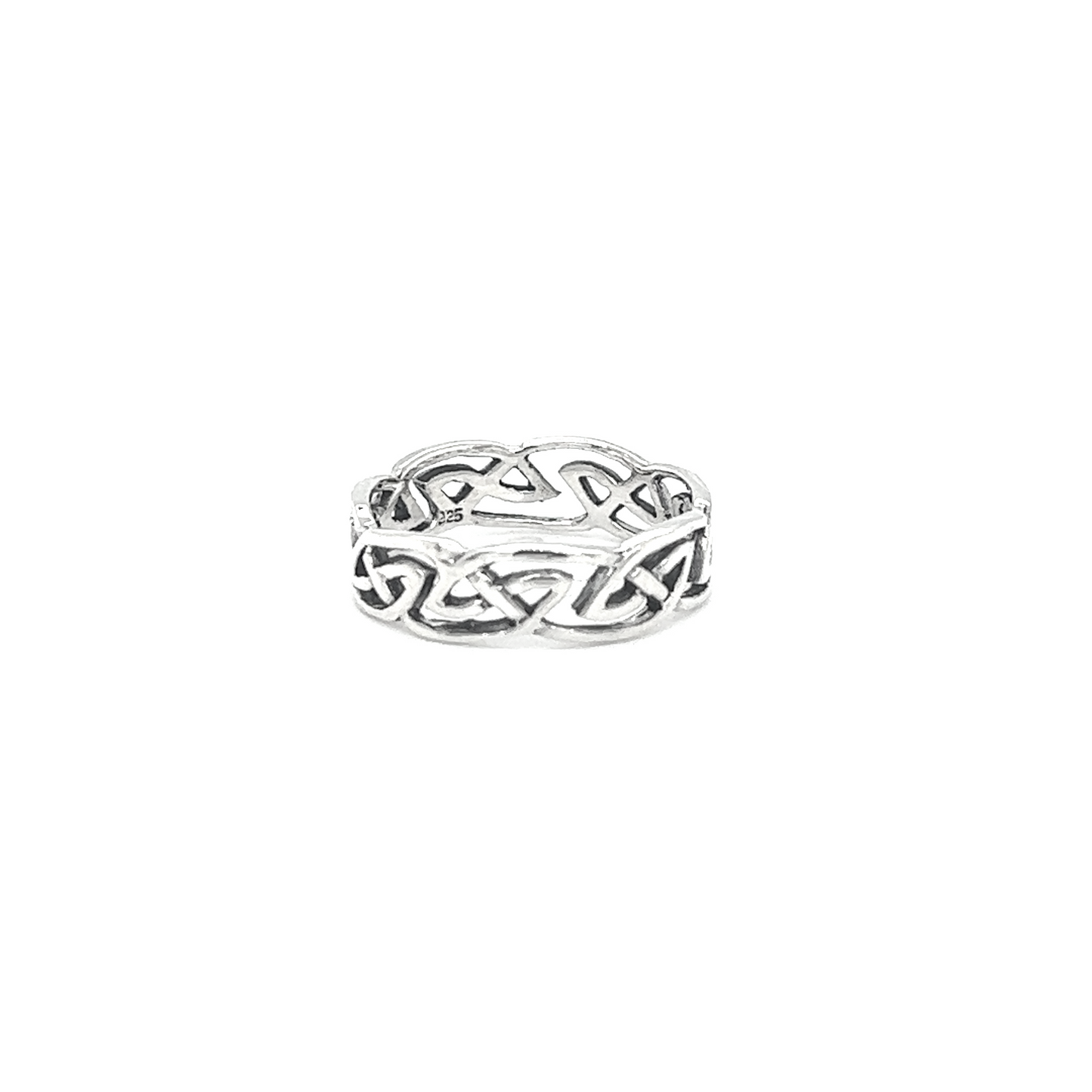 
                  
                    Wavy Celtic band ring in .925 Sterling Silver, showcasing ancient intricacies, by Super Silver.
                  
                