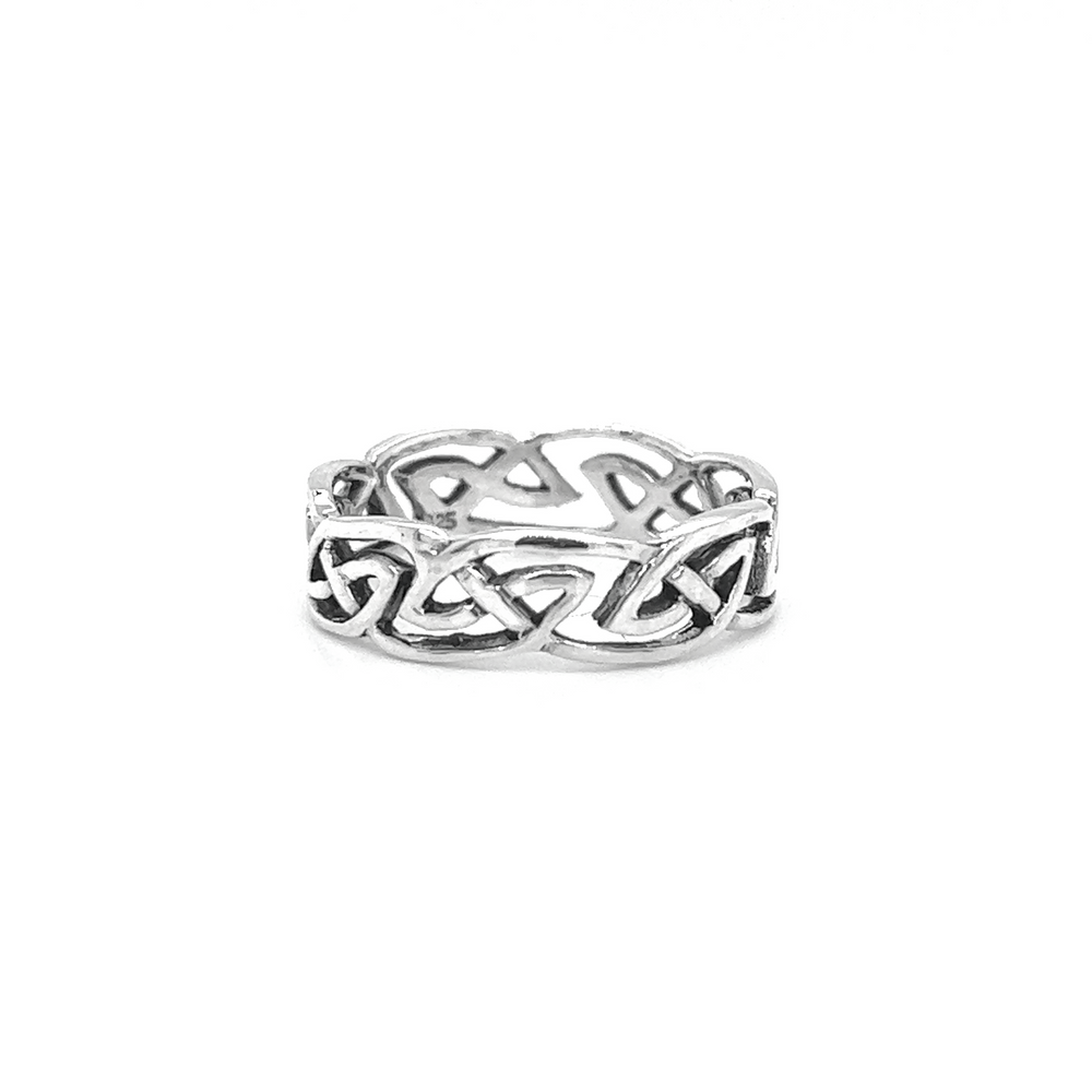 Intricate Wavy Celtic Band Ring in .925 sterling silver by Super Silver.