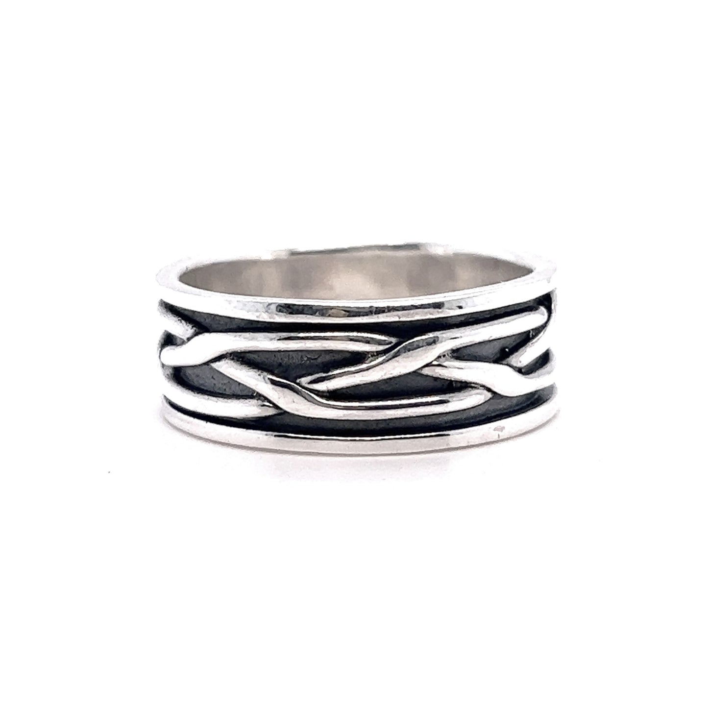 A Thick Woven Band with black and white designs.