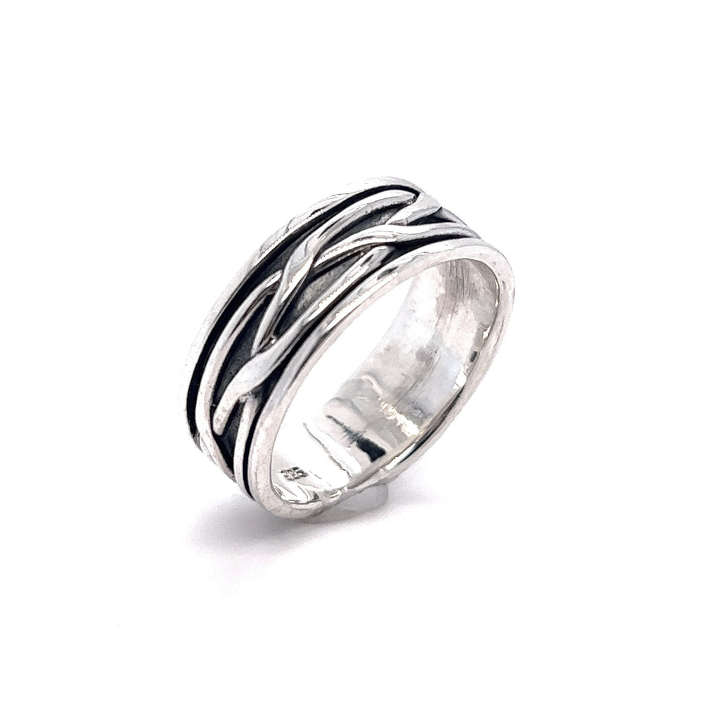 
                  
                    An edgy Thick Woven Band with black and white designs, perfect for a masculine look.
                  
                
