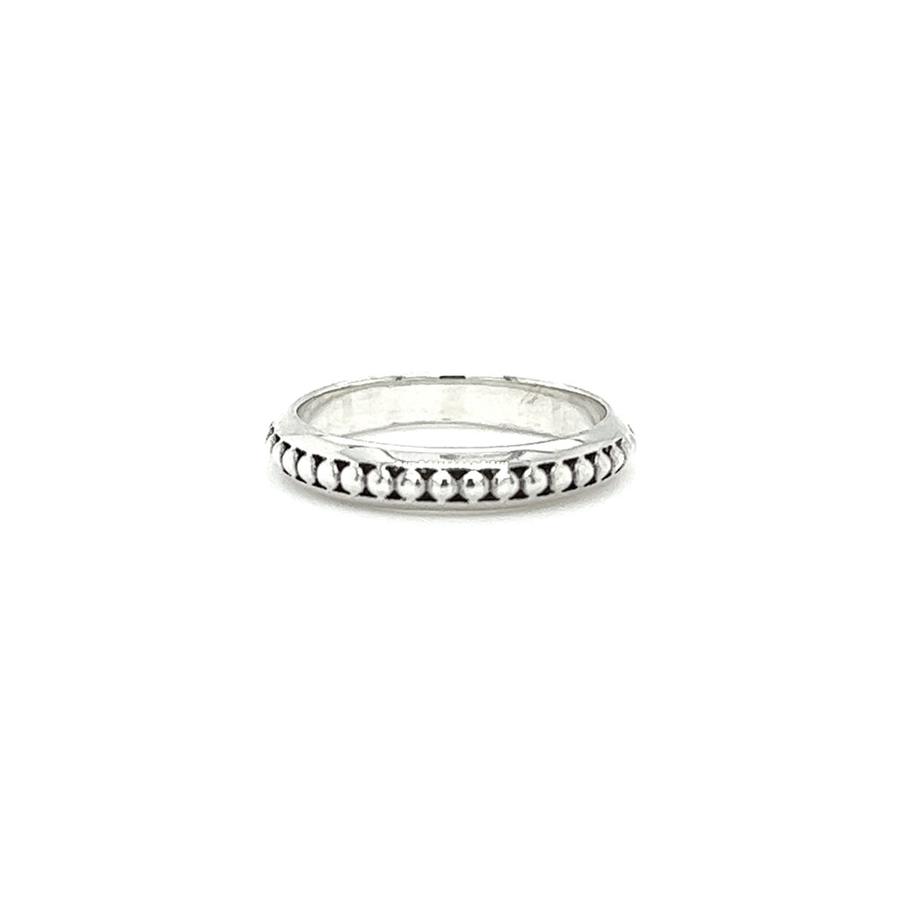 Description: A Silver Band With Beaded Design. Made from .925 Sterling Silver.