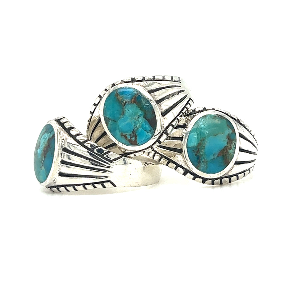 Three Oval Signet Stone Rings In Classic Vintage Style.