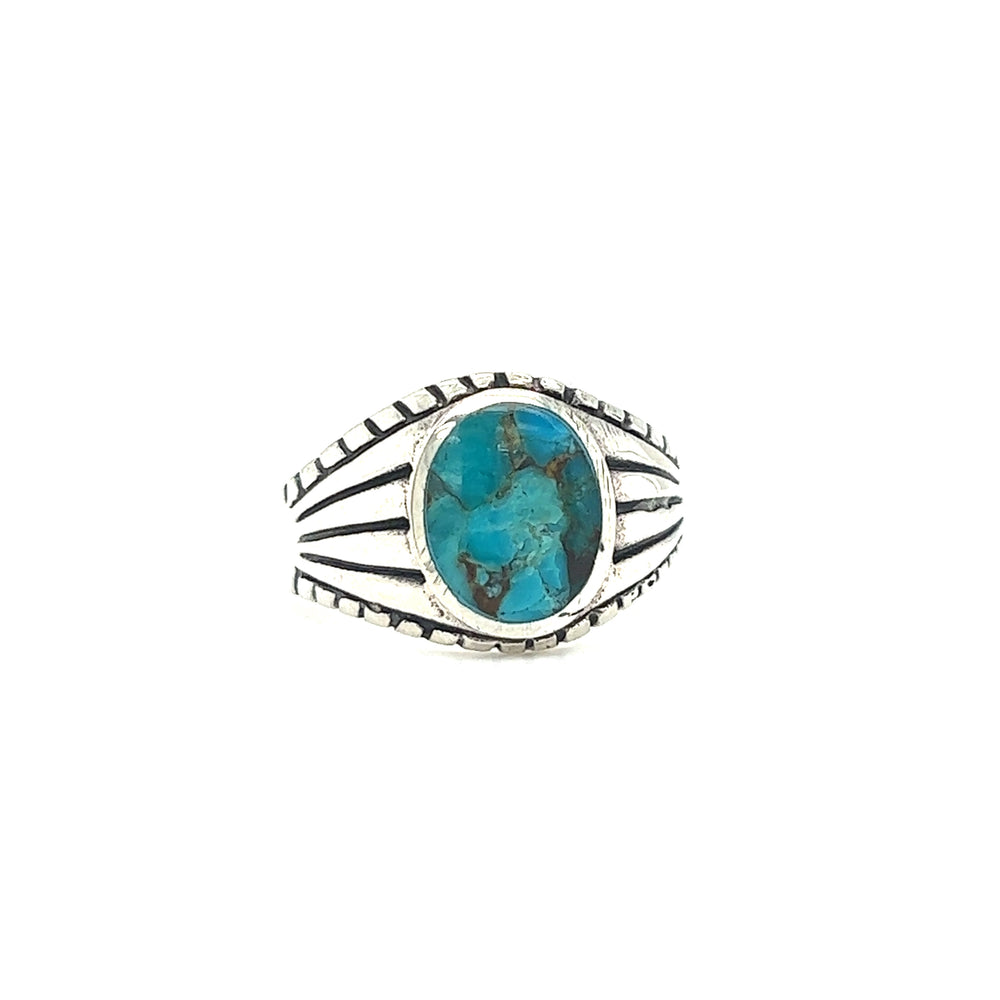 
                  
                    A minimalist Oval Signet Stone Ring In Classic Vintage Style with a turquoise stone.
                  
                