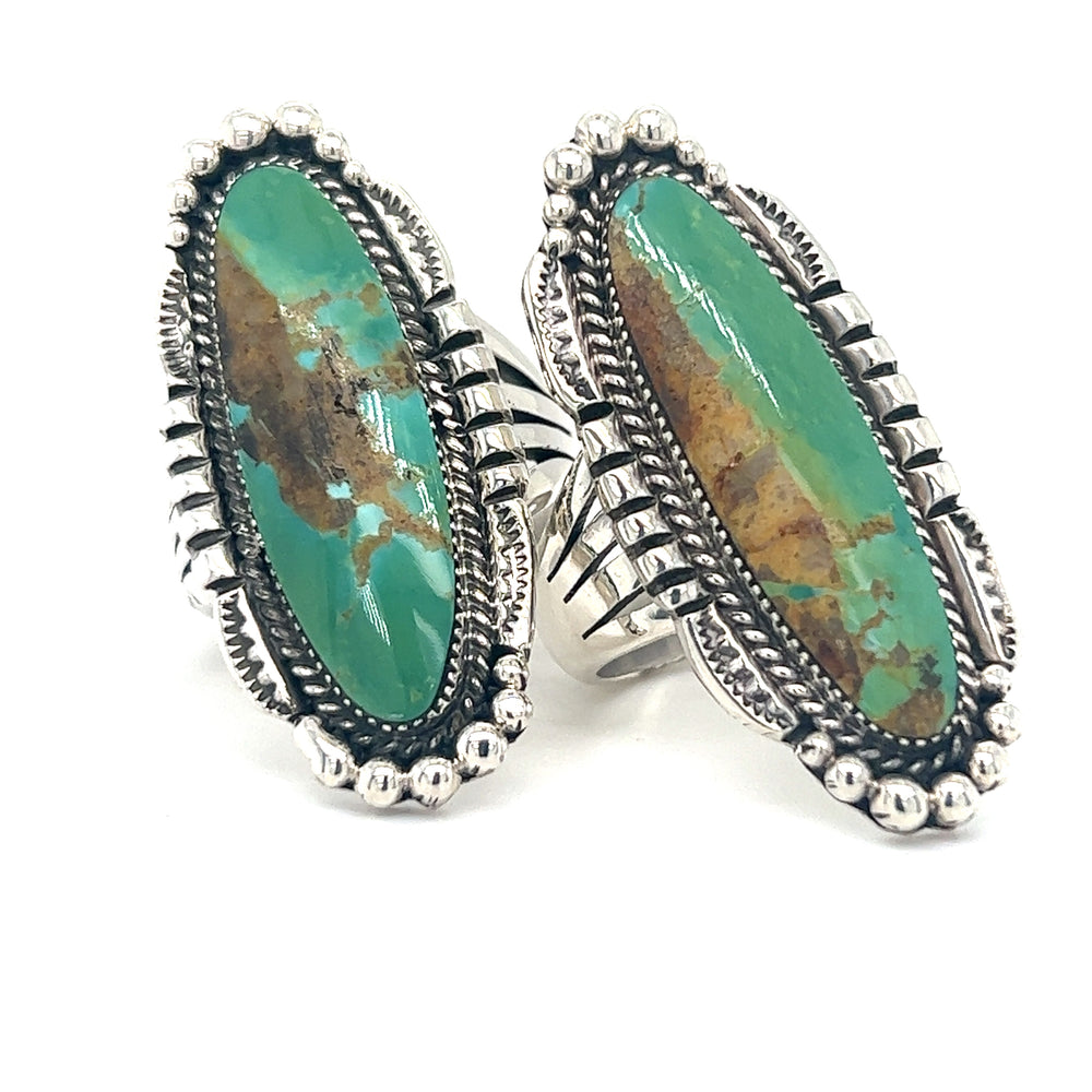 Statement Native American Turquoise Rings featuring a stunning turquoise stone, with a native-inspired design.