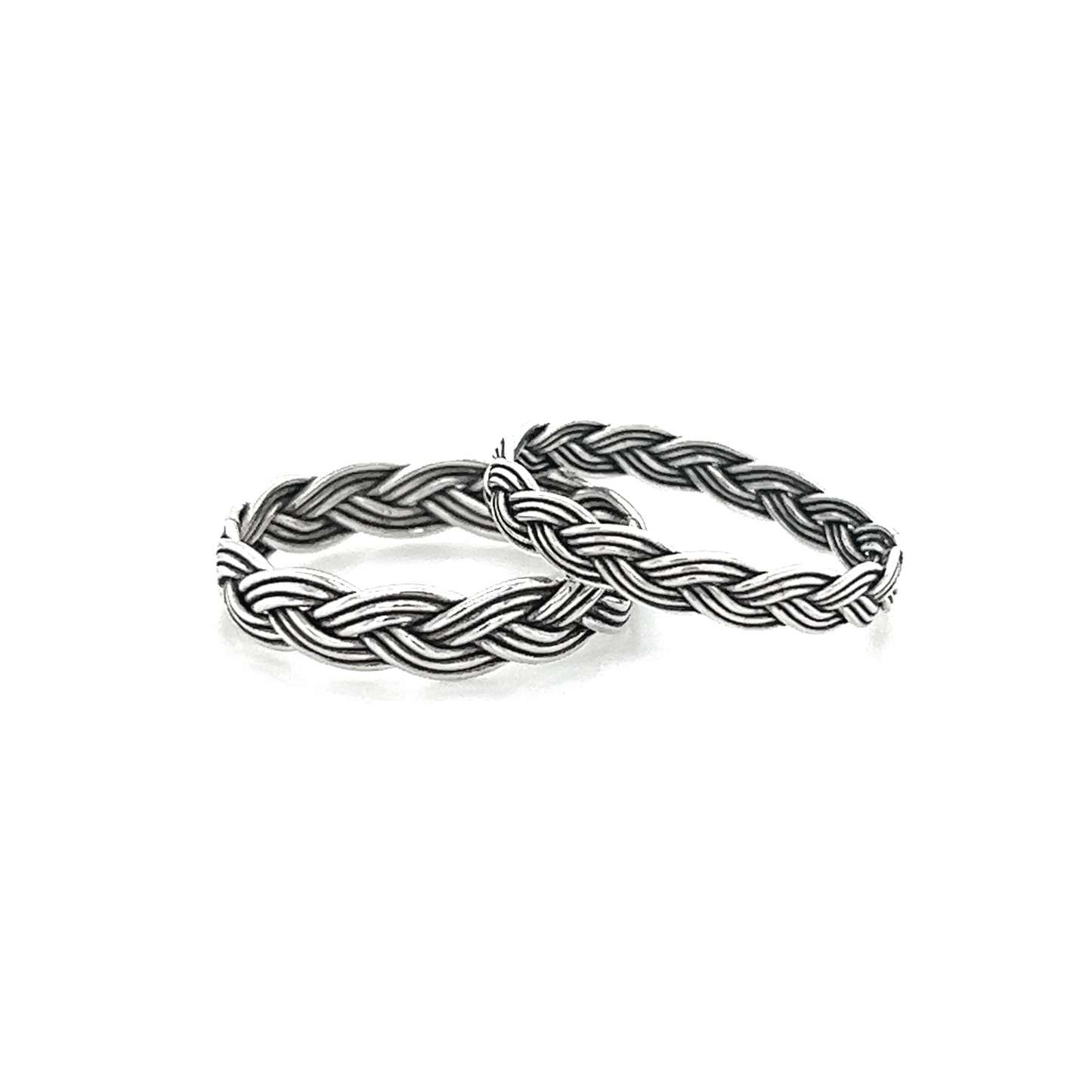 Two Super Silver Triple Strand Braided Bands, exuding a minimalist bohemian flair and vintage allure.