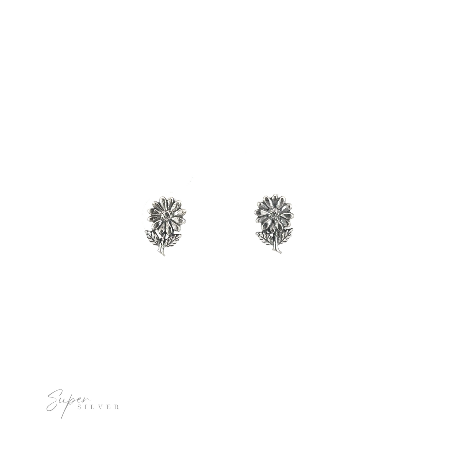 
                  
                    A pair of Daisy Studs, made of .925 Sterling Silver, on a white background.
                  
                