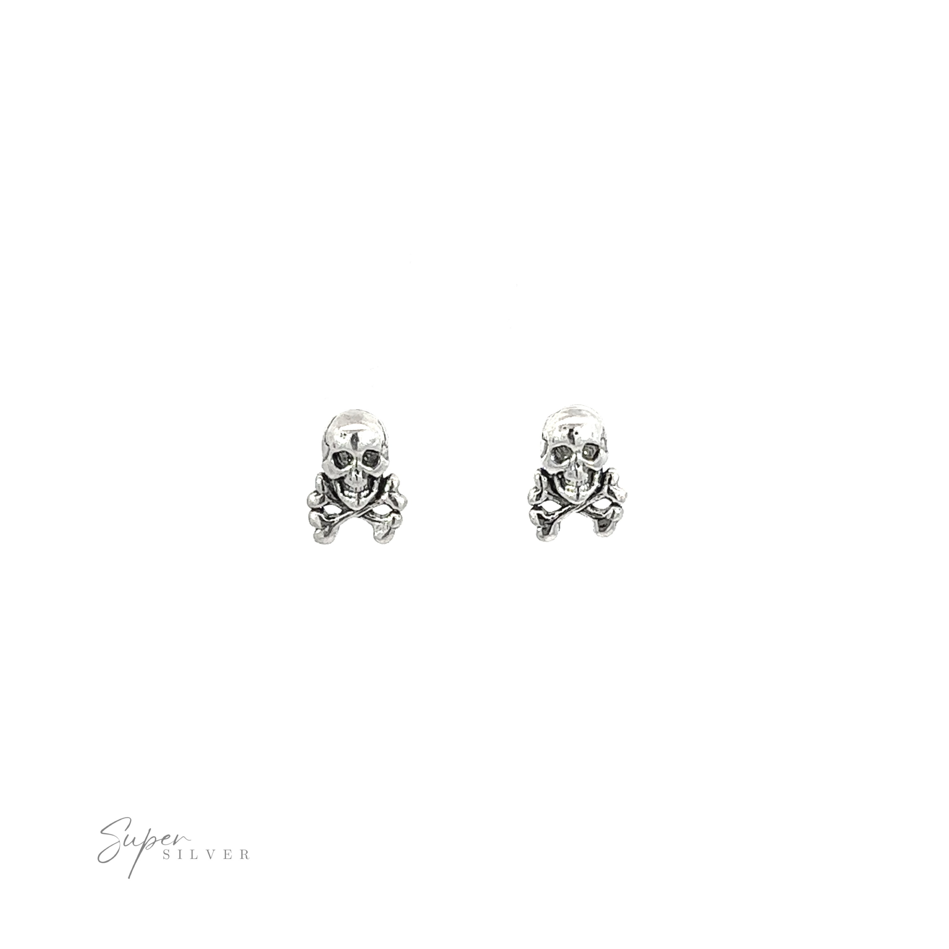 A pair of edgy Skull and Crossbones Studs on a white background.