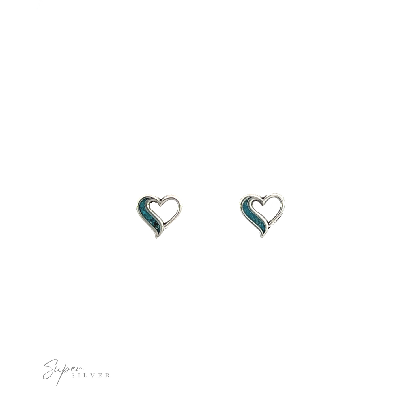 
                  
                    Turquoise Heart Outline Studs with .925 Sterling Silver.
                  
                