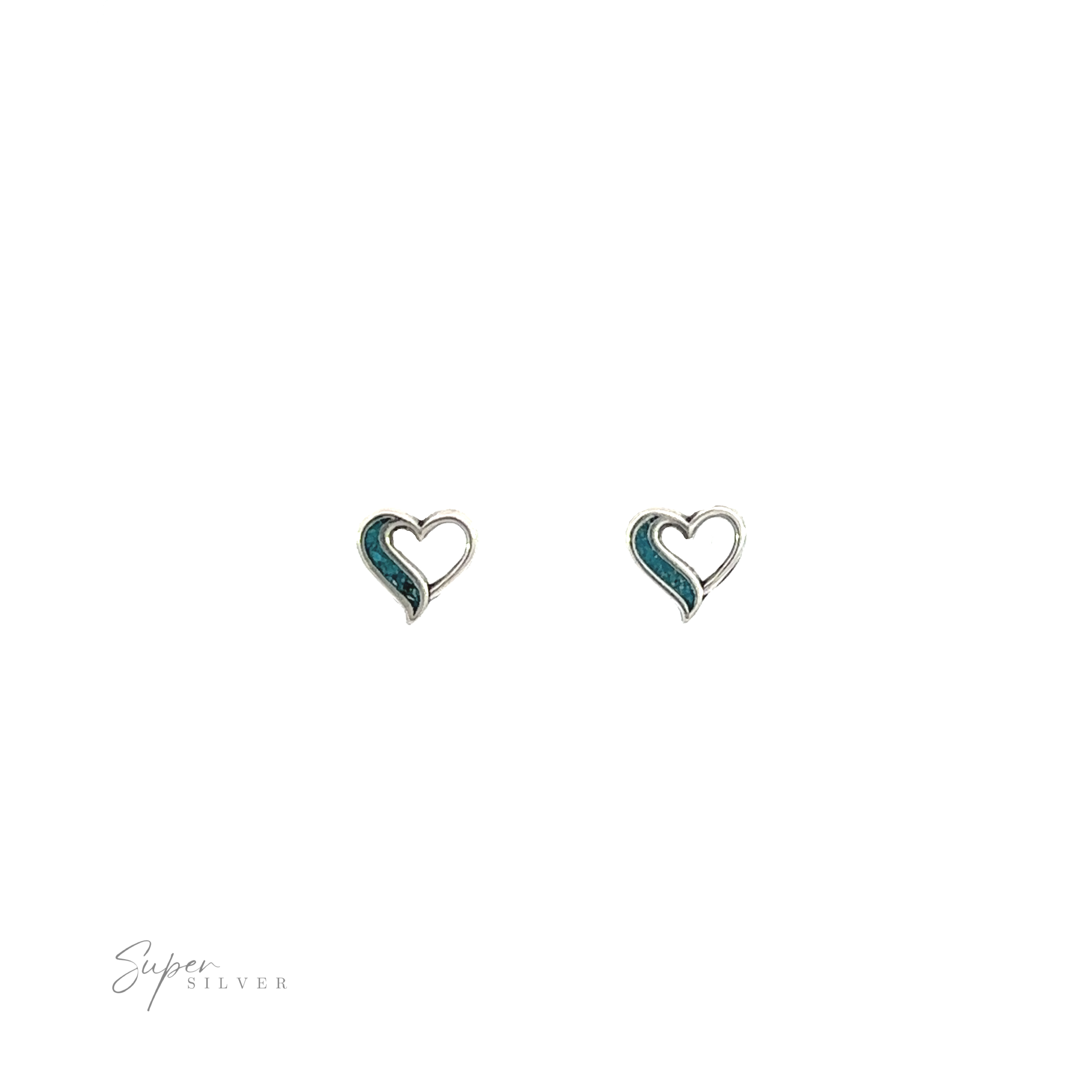 Turquoise Heart Outline Studs with .925 Sterling Silver.