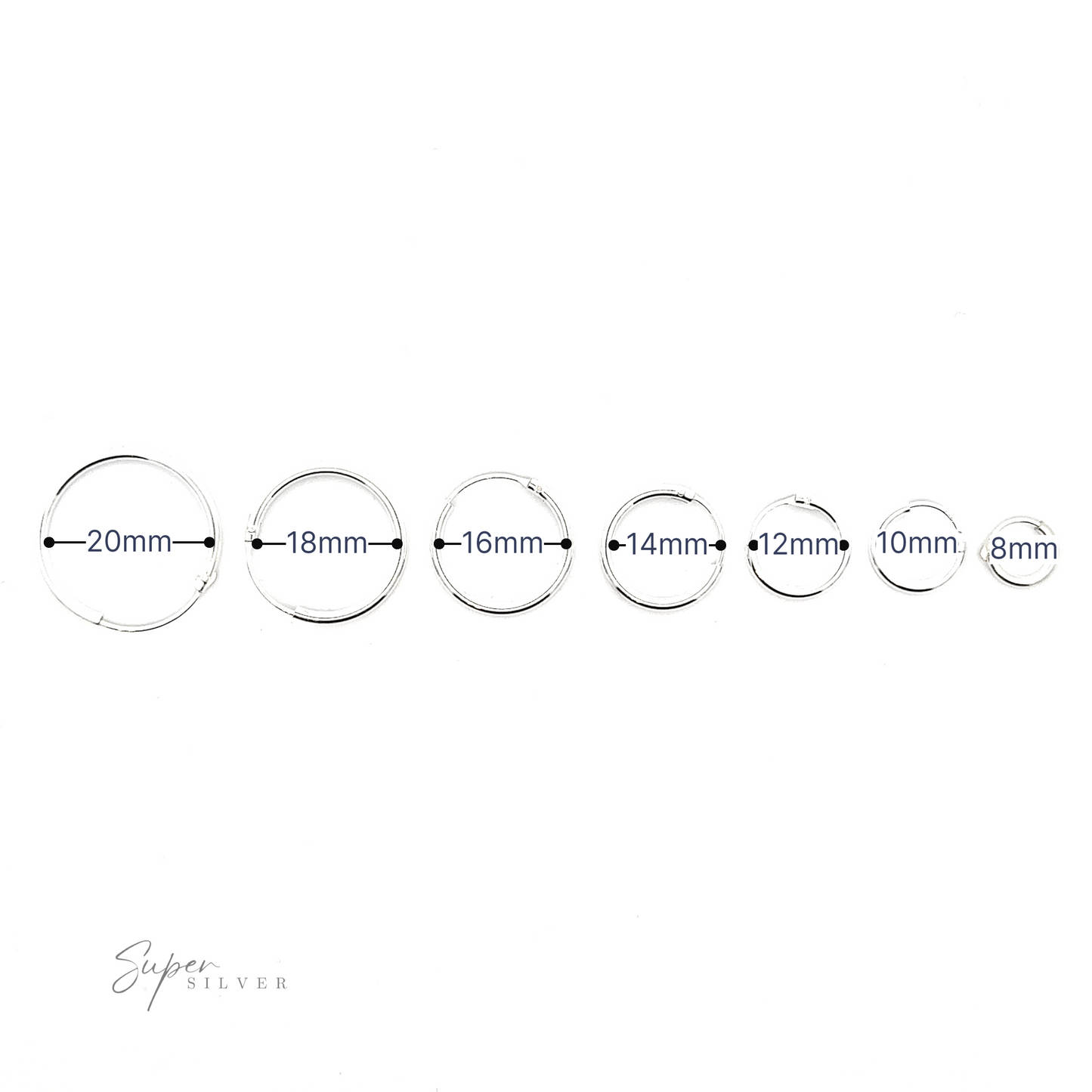 A versatile set of 1.5mm Infinity Hoops on a white background.