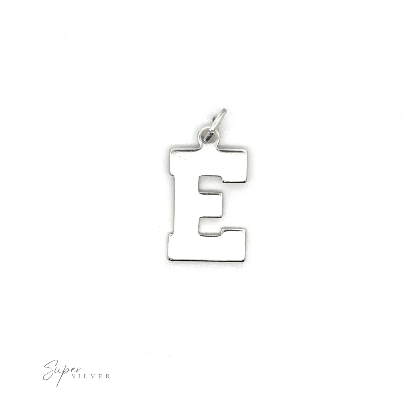 
                  
                    An Alphabet Charms letter e charm on a white background.
                  
                
