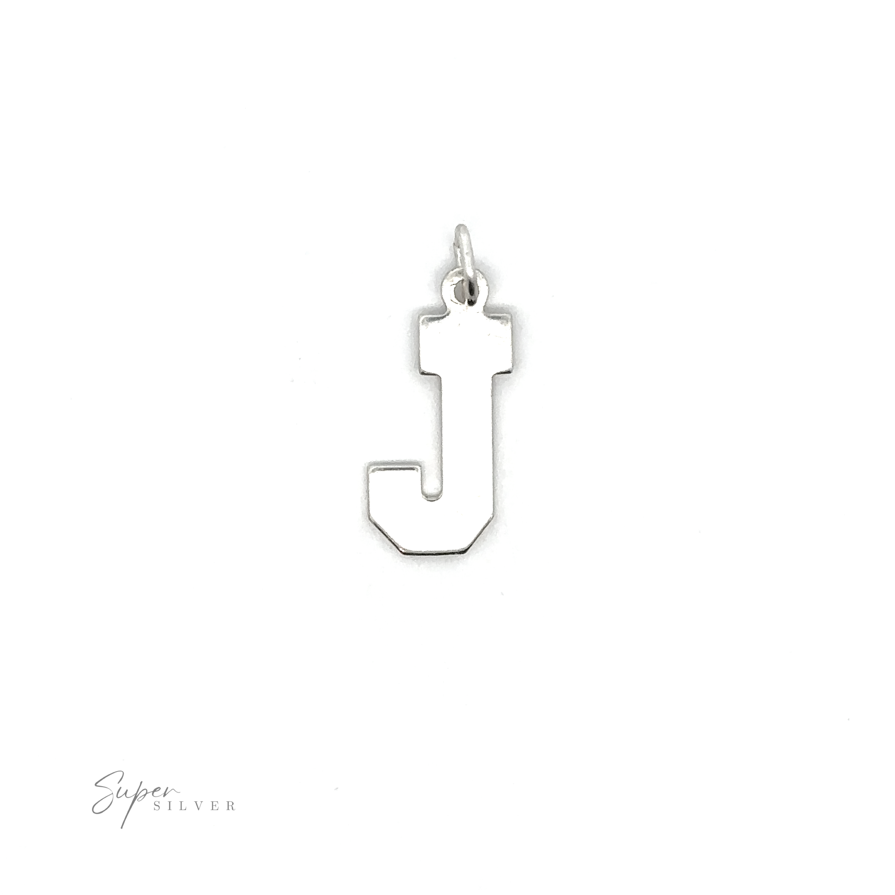 This description features a personalized Alphabet Charms crafted from .925 Sterling Silver, specifically showcasing the letter "j".