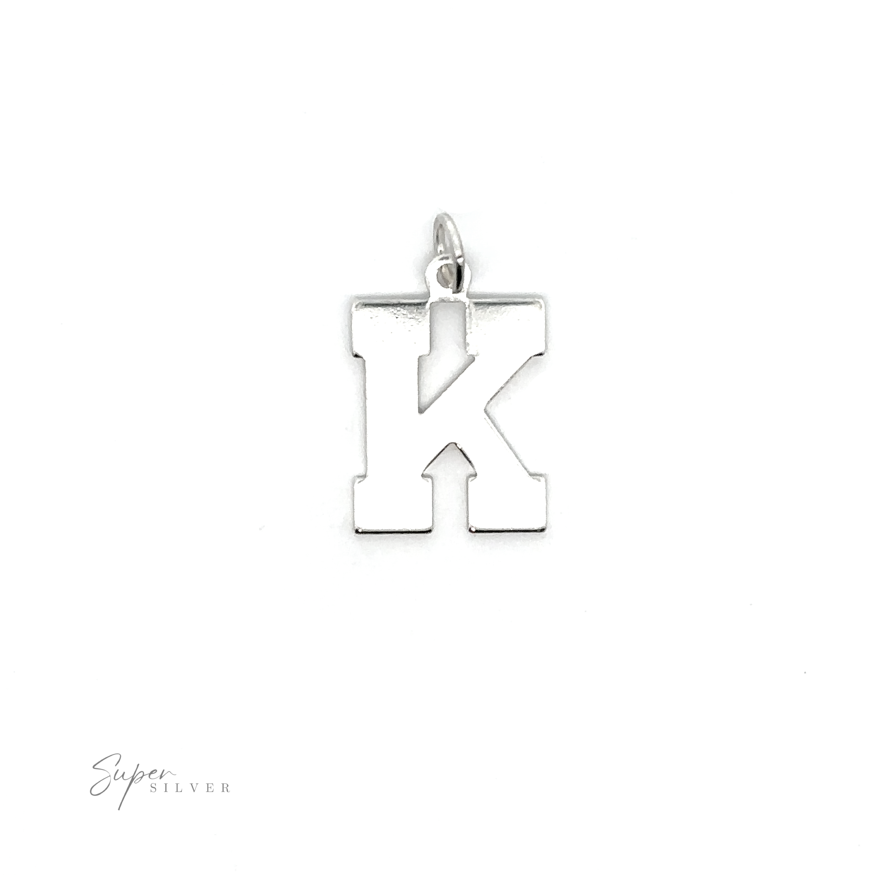 An Alphabet Charm with the letter "k" on it, perfect for personalization.