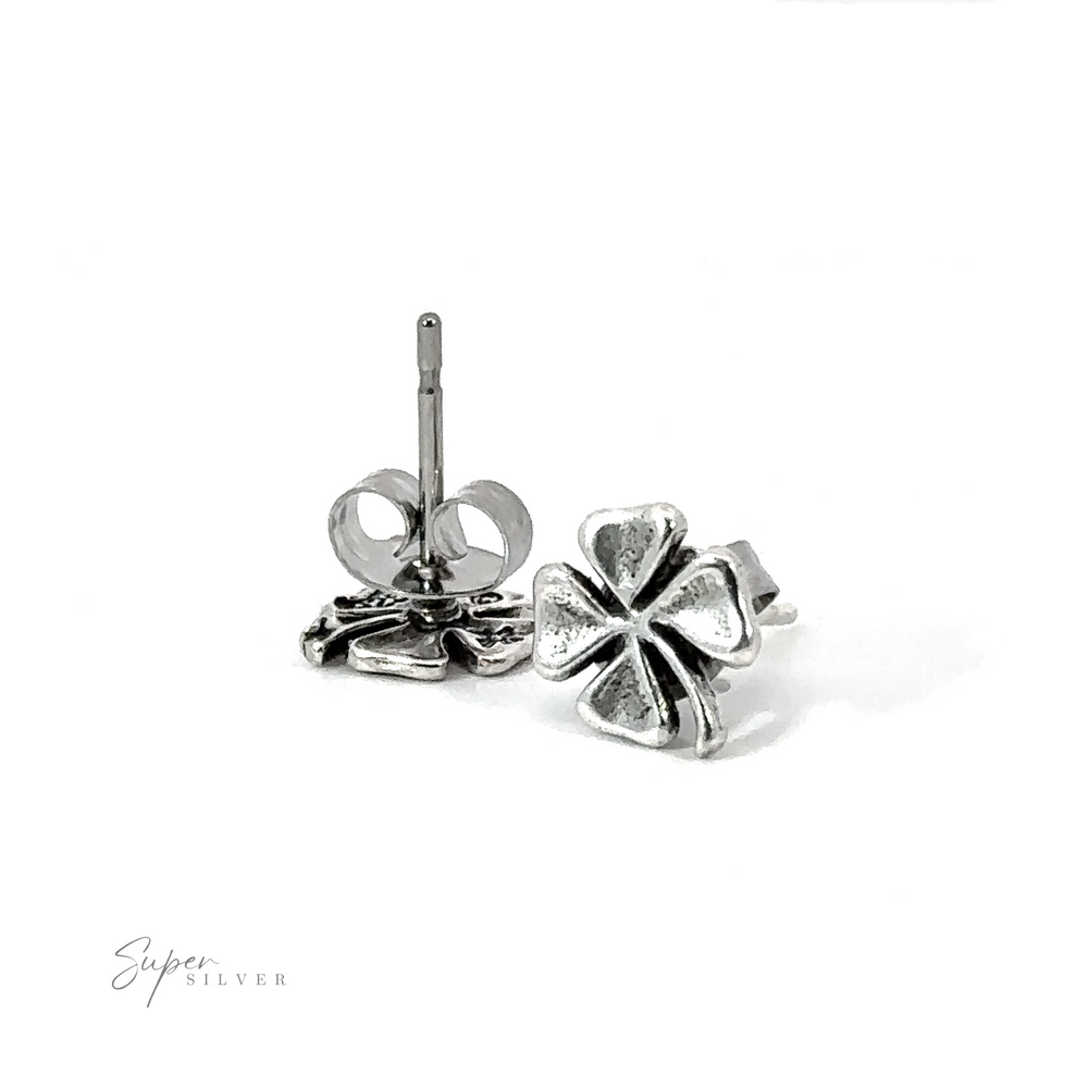 A pair of sterling silver Four Leaf Clover Studs.