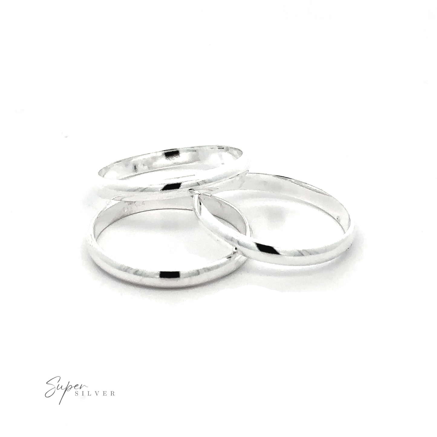 Three 2.5mm Plain Bands on a white background for a minimalist everyday look.