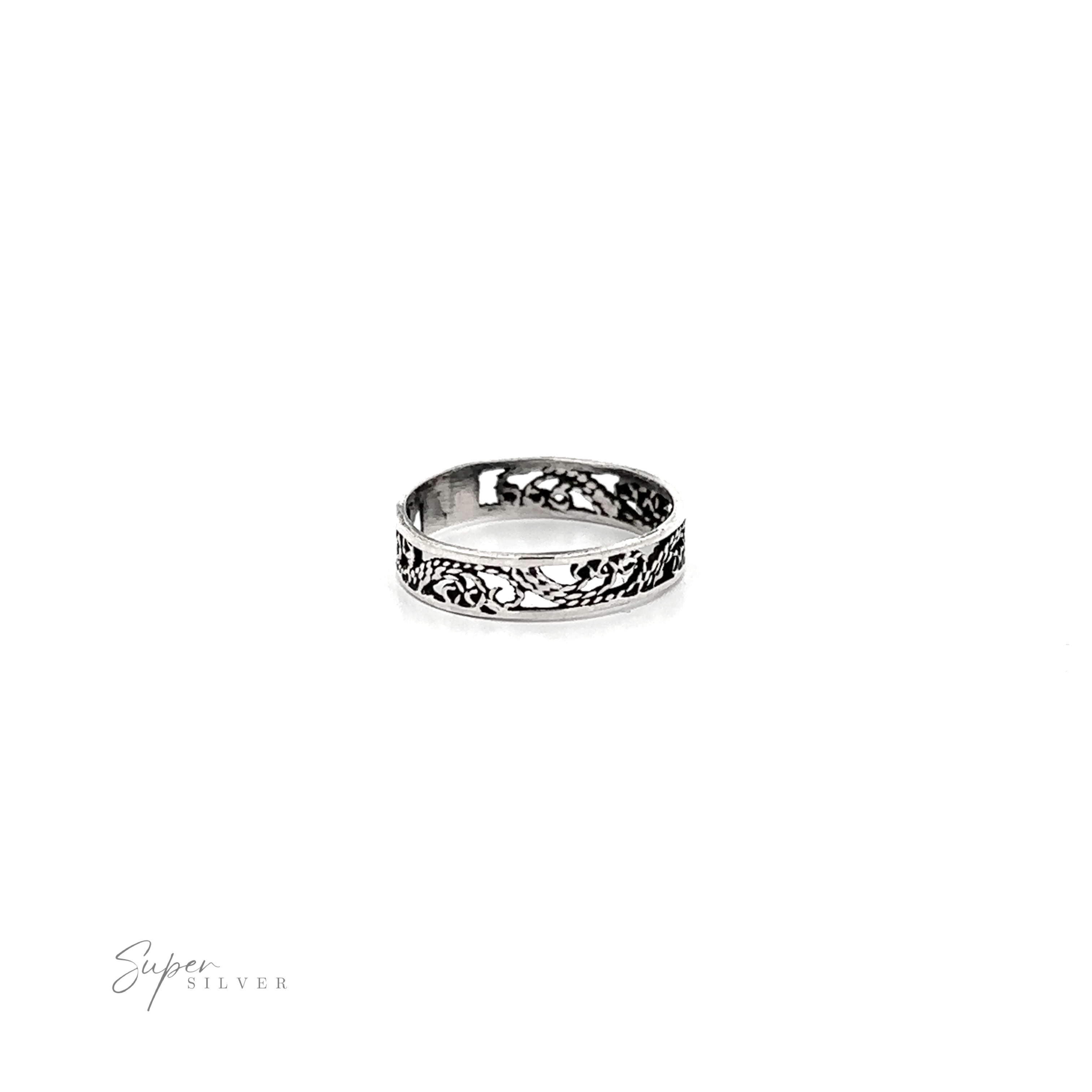 A Freestyle Filigree Band with an etched swirl design.