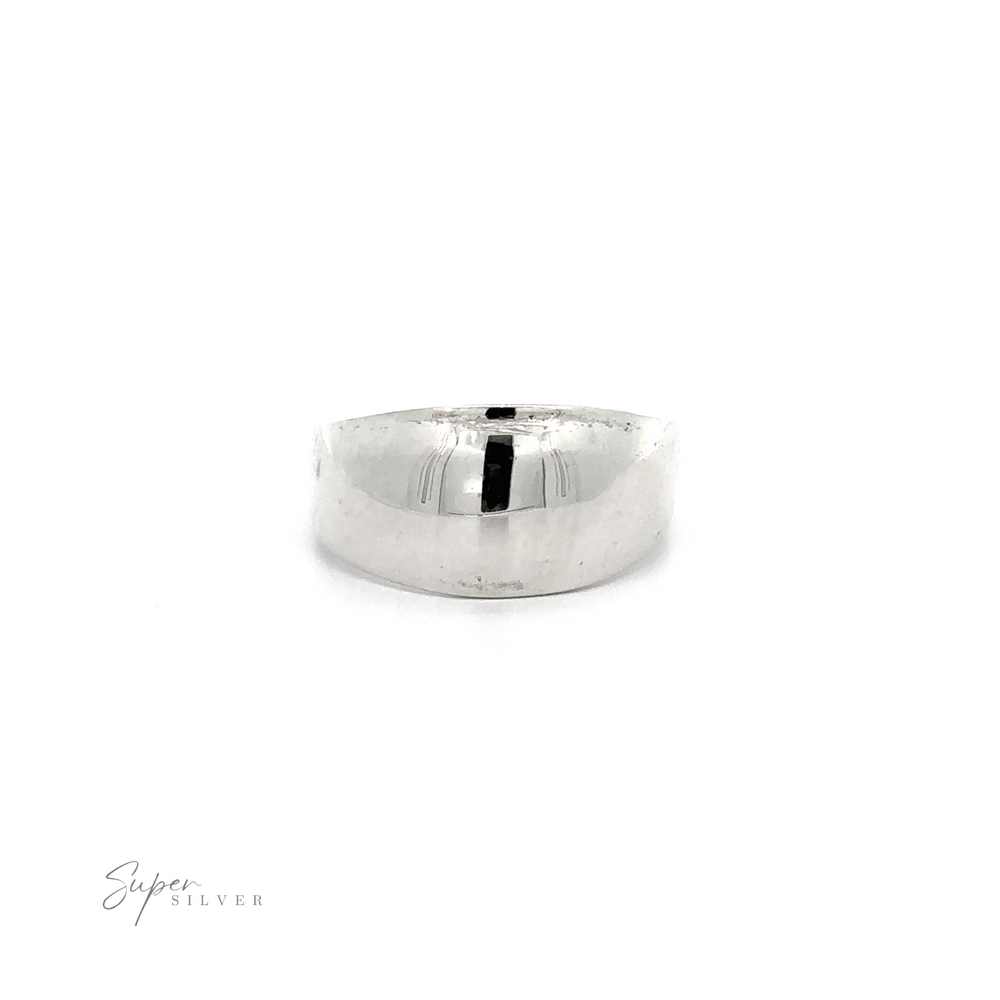 A contemporary Silver Dome Ring on a white background.
