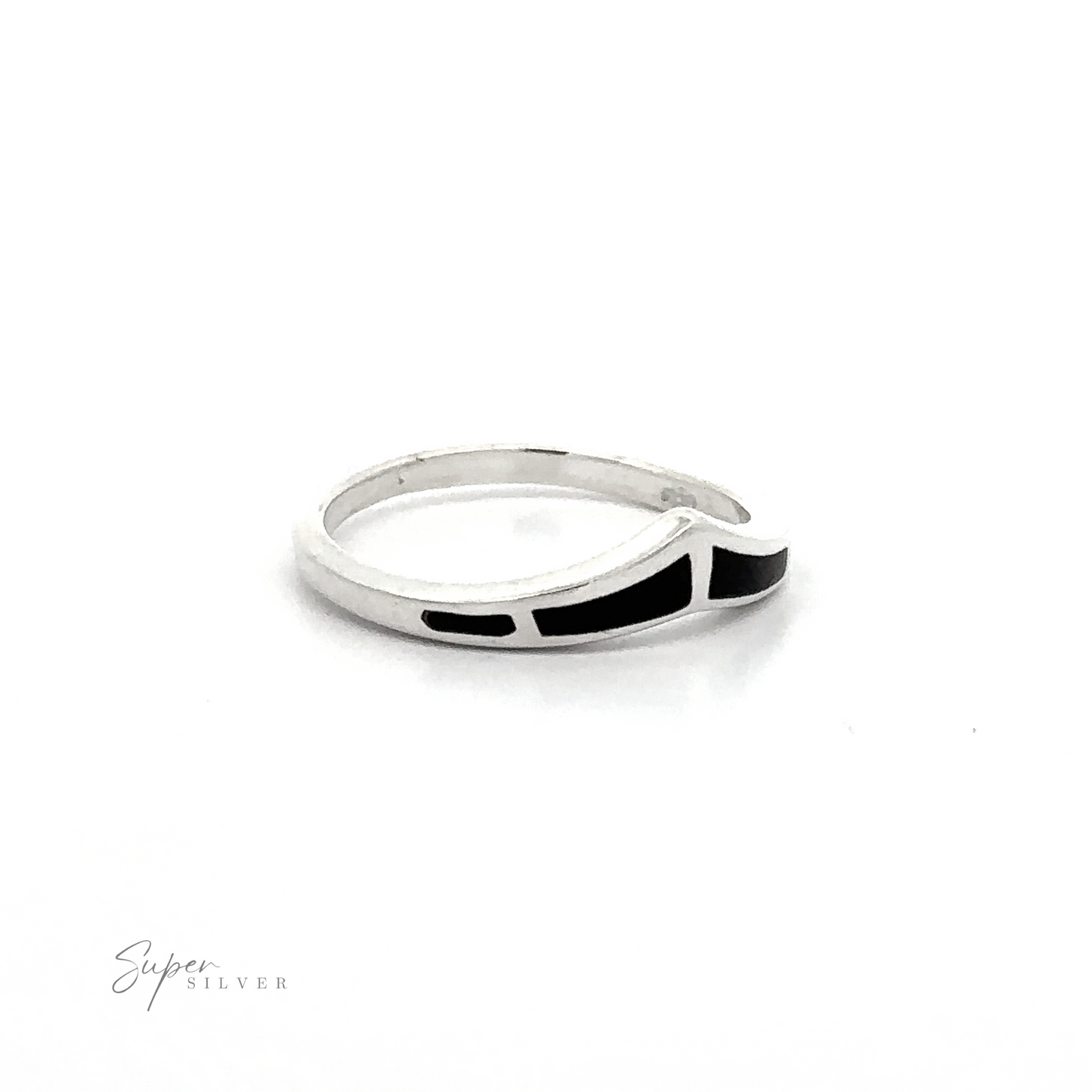 
                  
                    A Trendy Chevron Ring With Inlaid Stones with black and white inlay stone designs.
                  
                