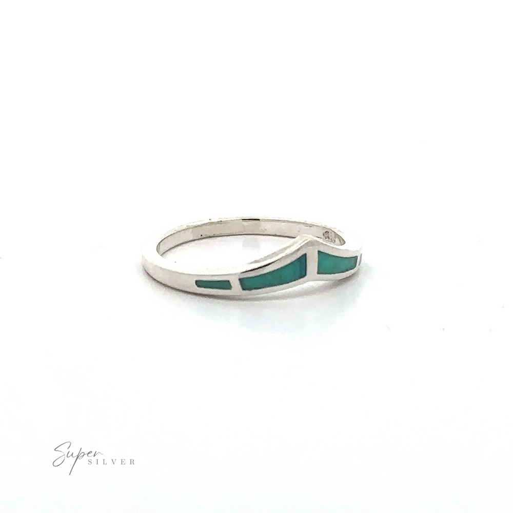
                  
                    A Trendy Chevron Ring With Inlaid Stones with a captivating inlay blue stone at its center.
                  
                