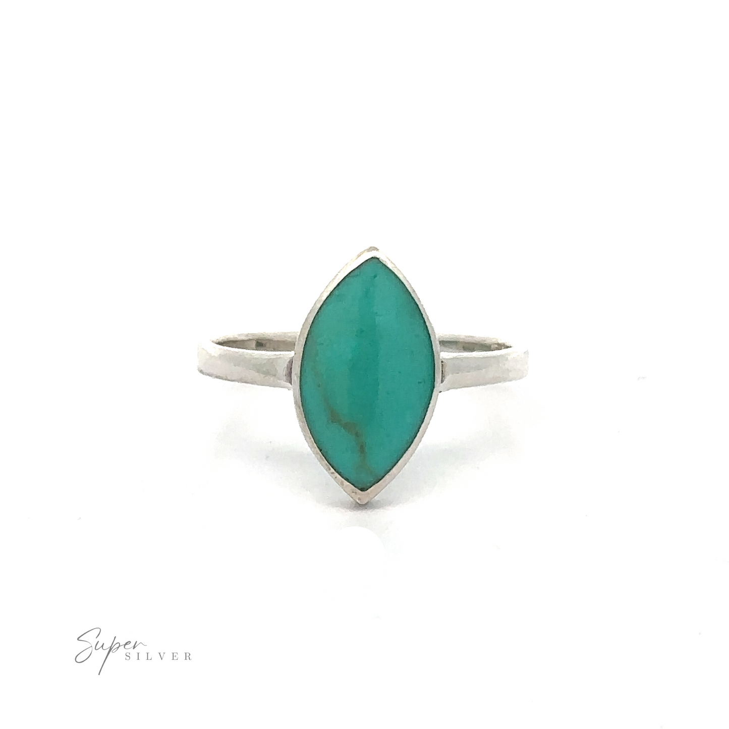 
                  
                    A Classic Marquise Inlaid Stone Ring with a turquoise stone in a diamond shape.
                  
                