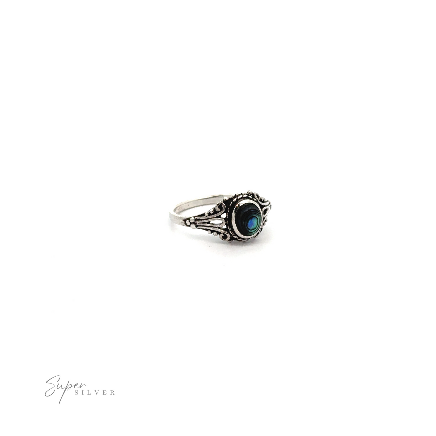 
                  
                    A inlay stone ring with twist setting with an oval blue stone.
                  
                