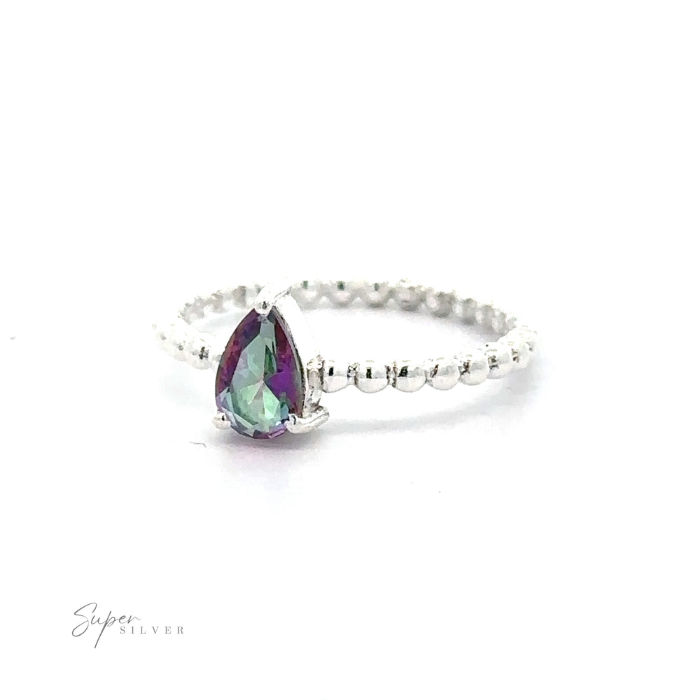 
                  
                    A Sparkling Teardrop Gemstone on Beaded Band with a multicolored gemstone on a white background.
                  
                