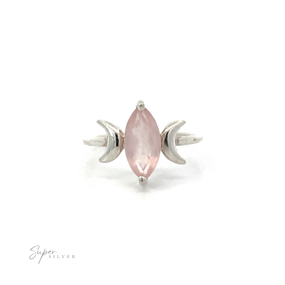 Online Only Exclusive Rose Quartz Ring featuring a marquise-cut rose quartz gemstone flanked by barbed wire-like accents, displayed against a plain white background.