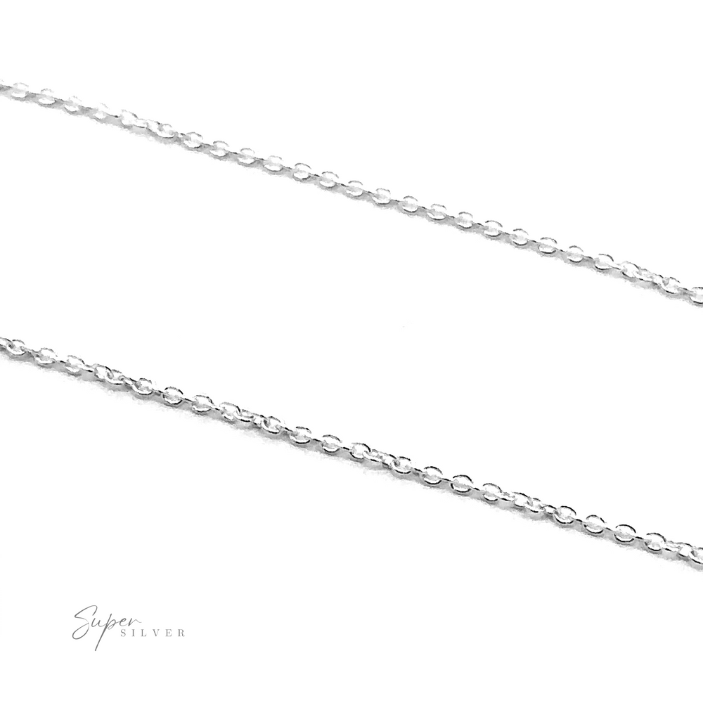 
                  
                    A close-up image of two Dainty Cable Chains set against a white background with the text "Super Silver" in the bottom left corner.
                  
                