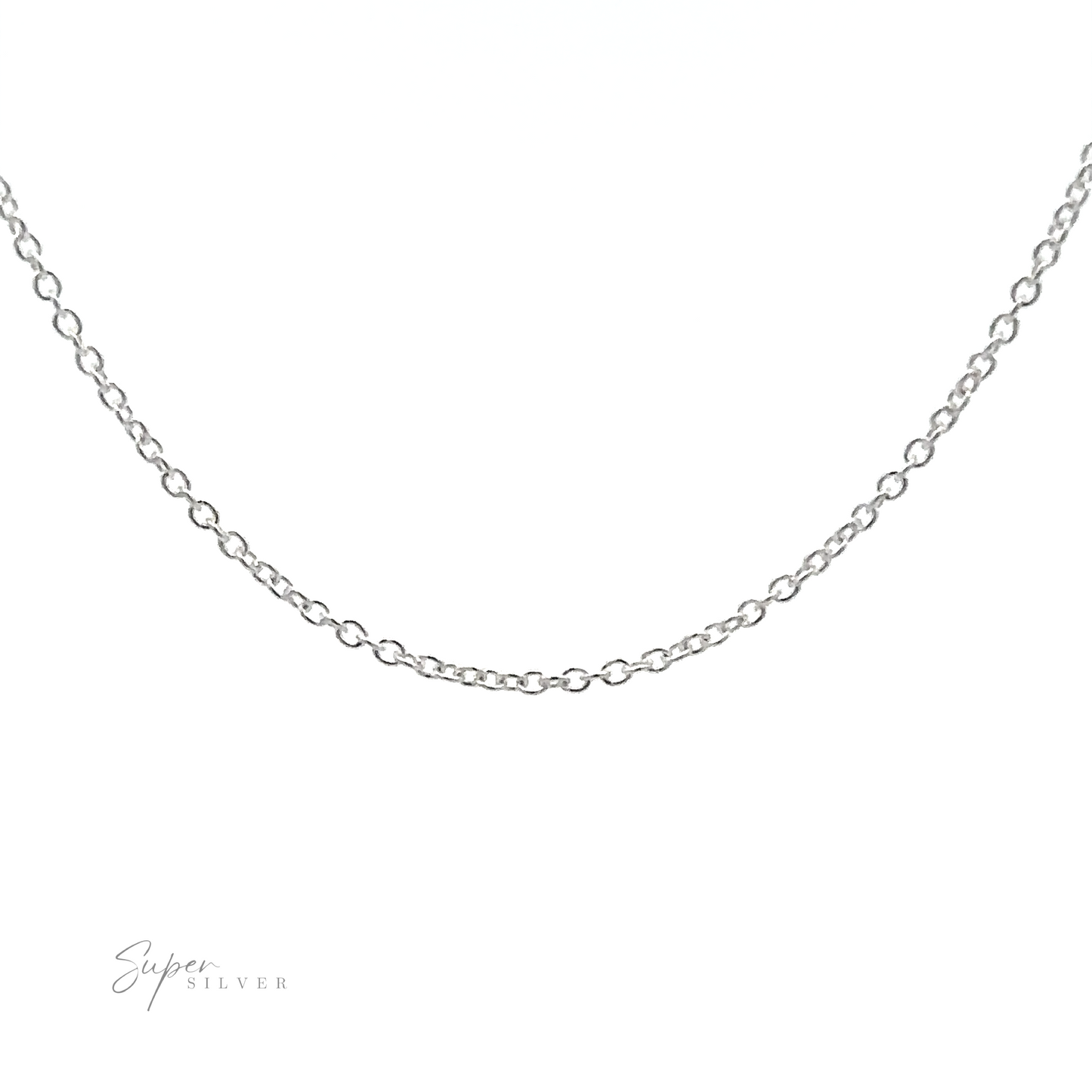 
                  
                    A close-up image of a simple yet stylish .925 Sterling Silver Dainty Cable Chain necklace on a white background. The dainty chain features small, round links strung together in a continuous pattern. The bottom left corner shows the text "Super Silver".
                  
                