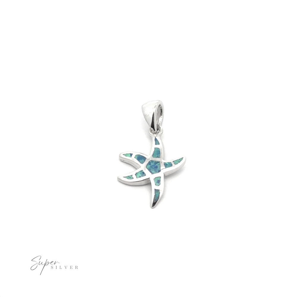 
                  
                    A Lab-Created Opal Sea Star Pendant featuring blue and green inlays on a white background, evoking oceanic magic.
                  
                