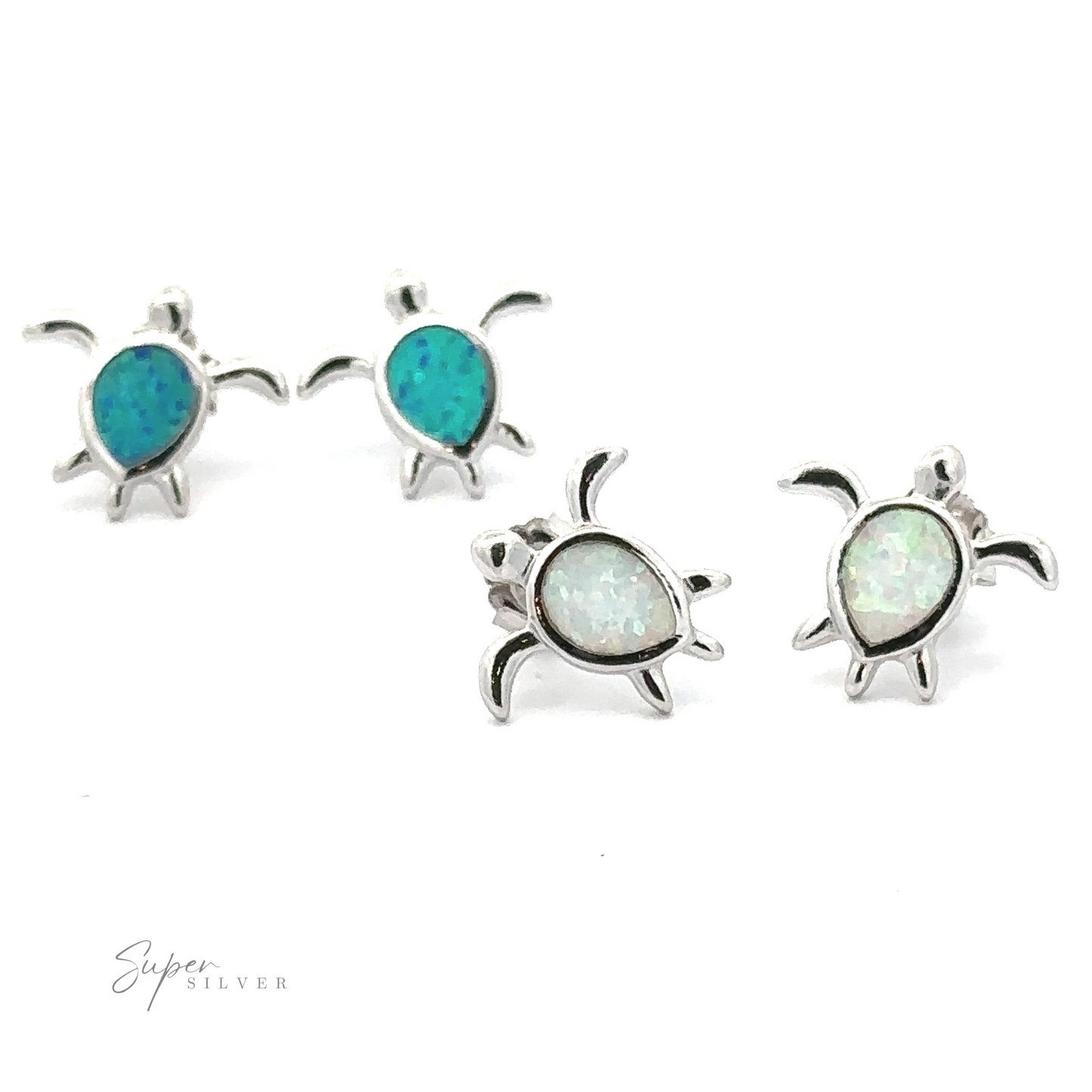 
                  
                    These Simple Lab-Created Opal Turtle Studs feature blue and white lab-created opal centers, exquisitely set to highlight their unique charm.
                  
                