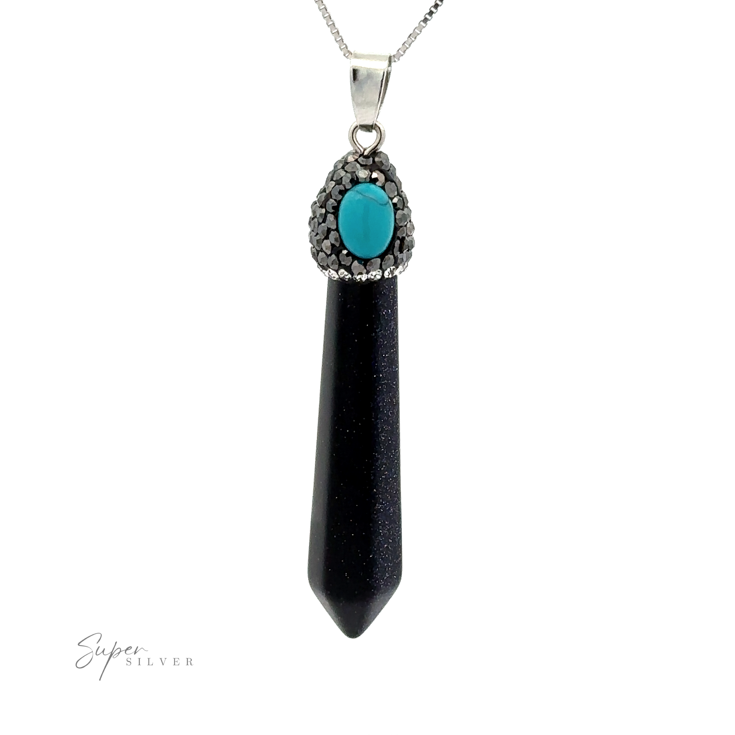 Turquoise Pendant with Turquoise and Crystal outlets Accents