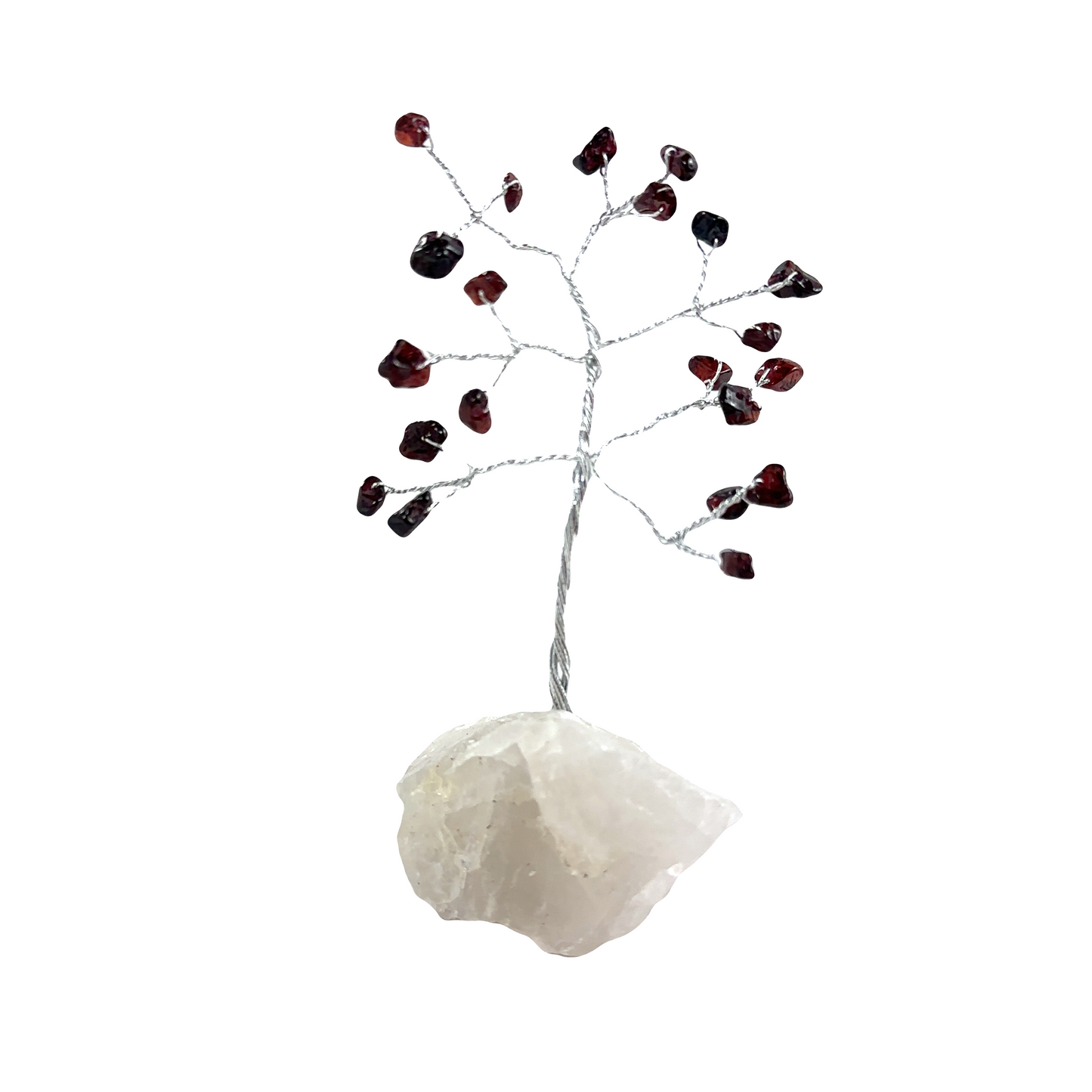 
                  
                    A Delicate Wire Tree with Gemstones adorned with red and black gemstones, perfect for home decor.
                  
                