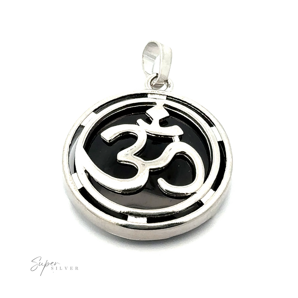 
                  
                    A silver and black pendant featuring an elegant Om Pendant in the center. The brand name "Super Silver" is subtly inscribed in the bottom left corner, blending Mixed Metals for a unique touch.
                  
                