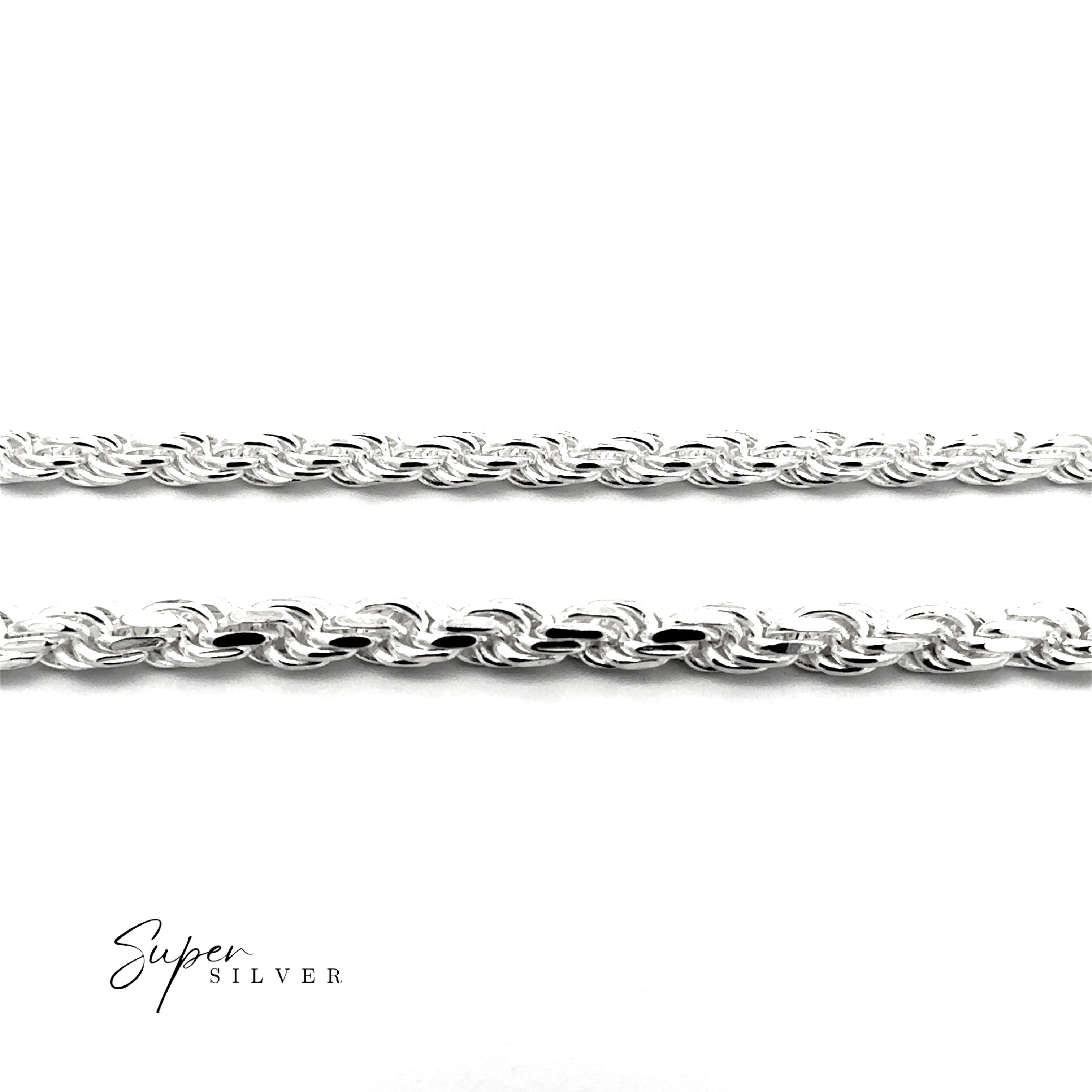Two Thick Italian D/C Rope Chains are displayed side by side on a white background, with "Super Silver" visible in the lower left corner.