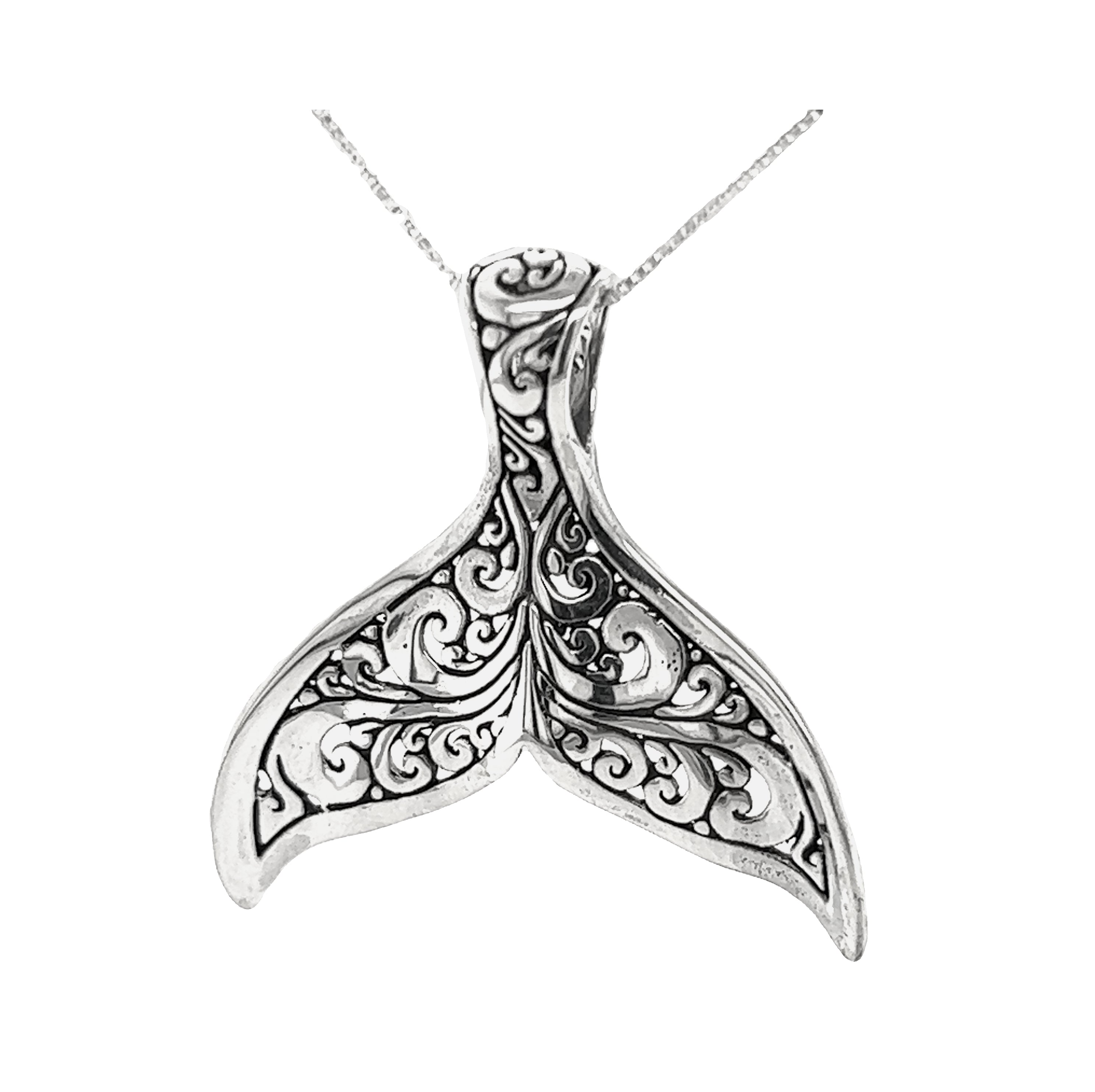 Stunning Full Filigree Whale Tail Pendant