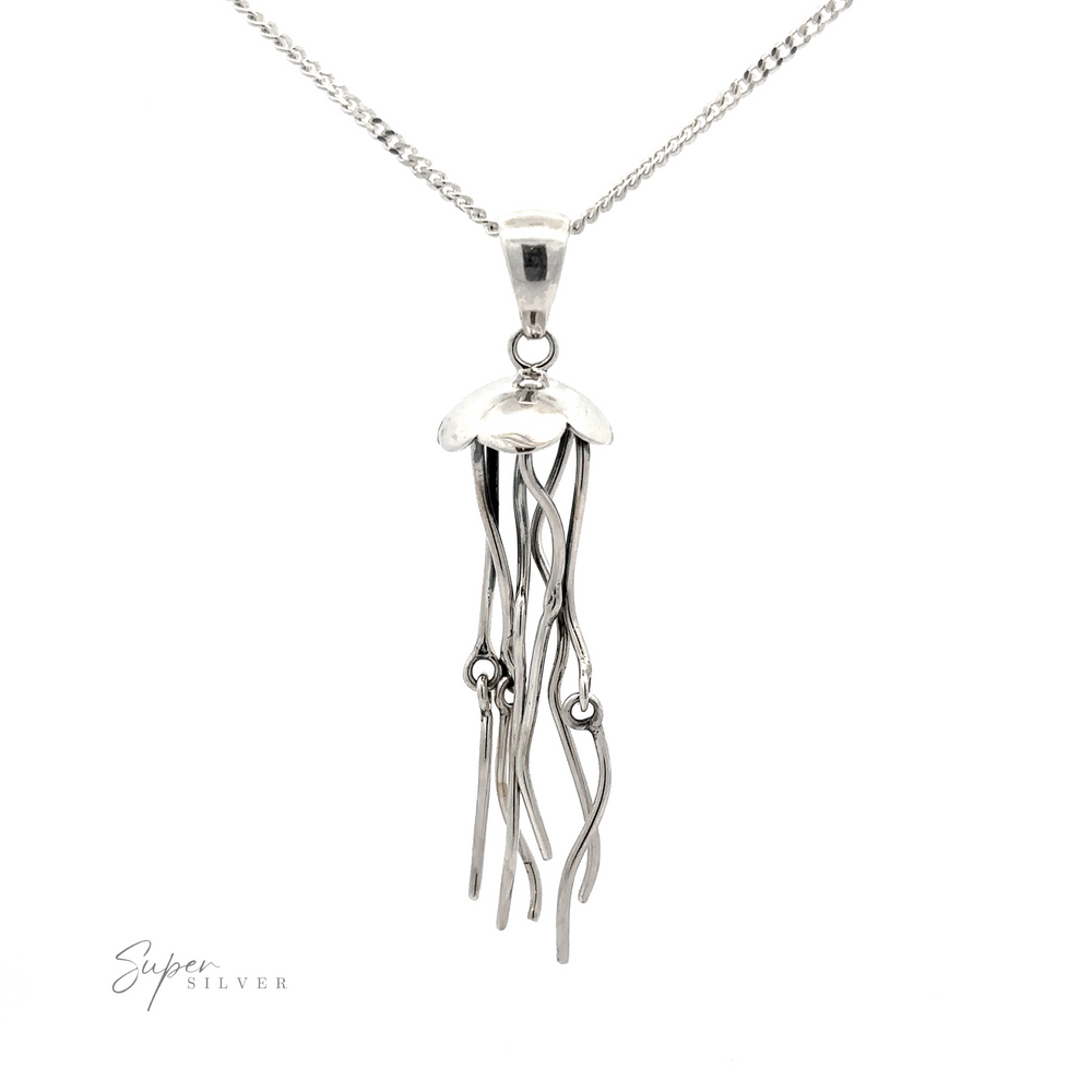 
                  
                    A stunning Moving Tentacle Jellyfish Pendant on a chain necklace, featuring flowing tentacle-like elements, from our exclusive Artisan Collections.
                  
                