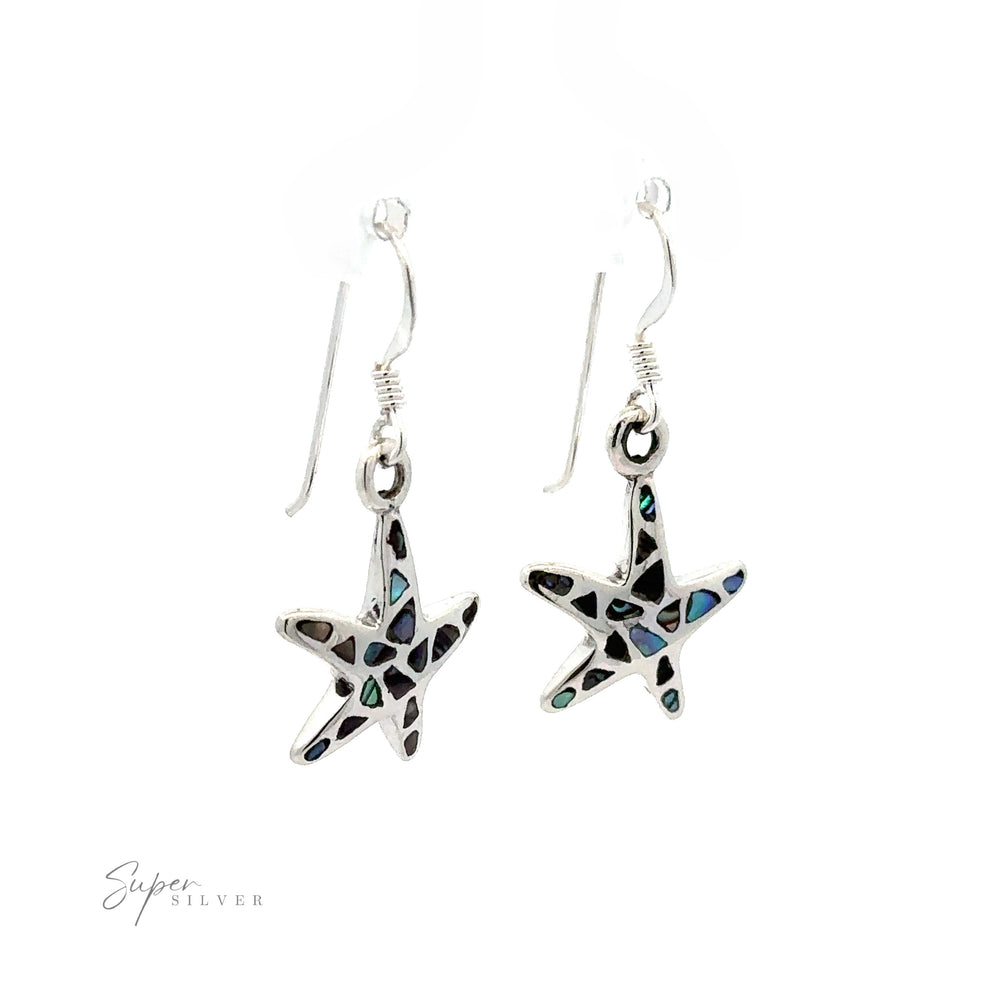 
                  
                    A pair of Abalone Shell Starfish Earrings, displayed against a white background.
                  
                