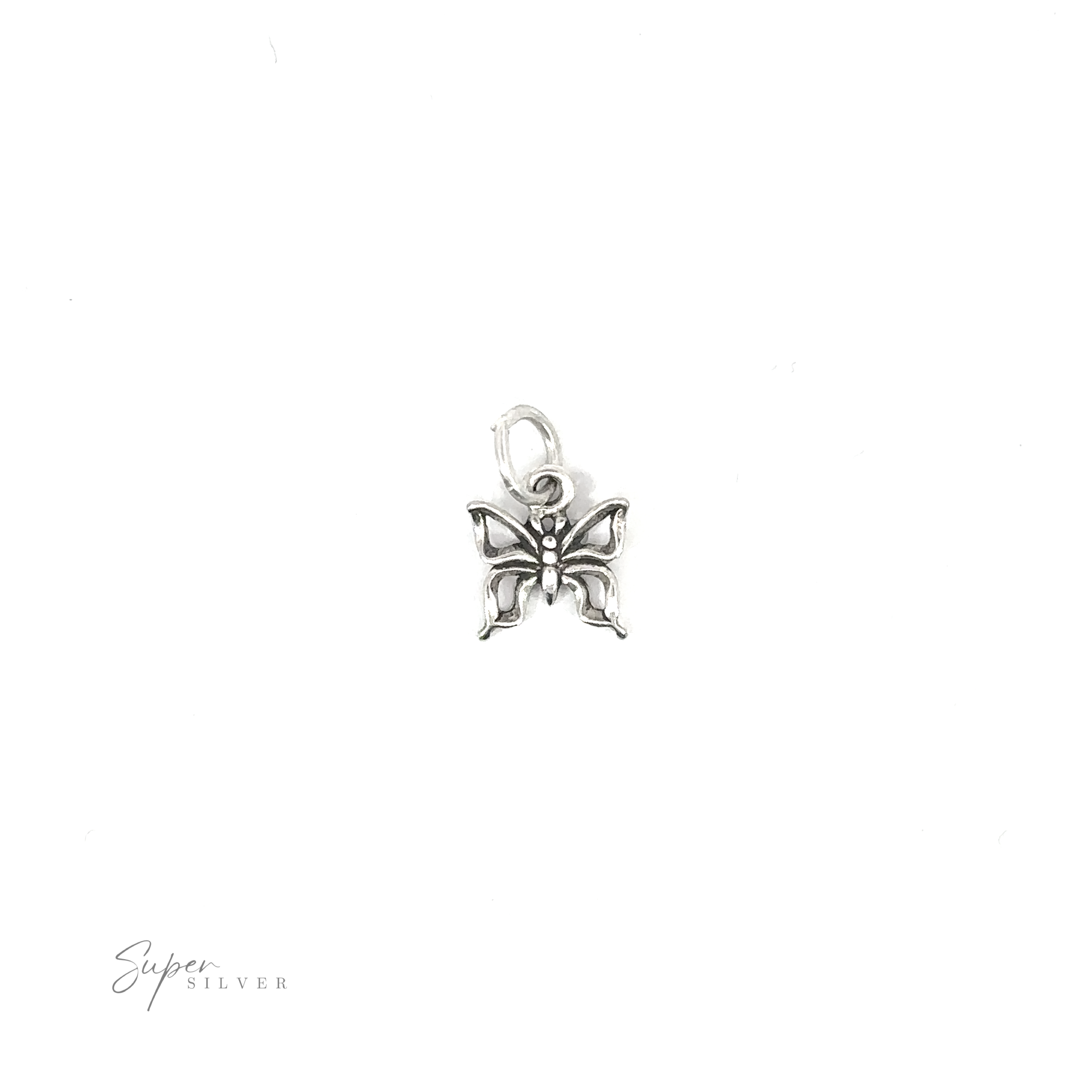A small Tiny Butterfly Charm on a white background.
