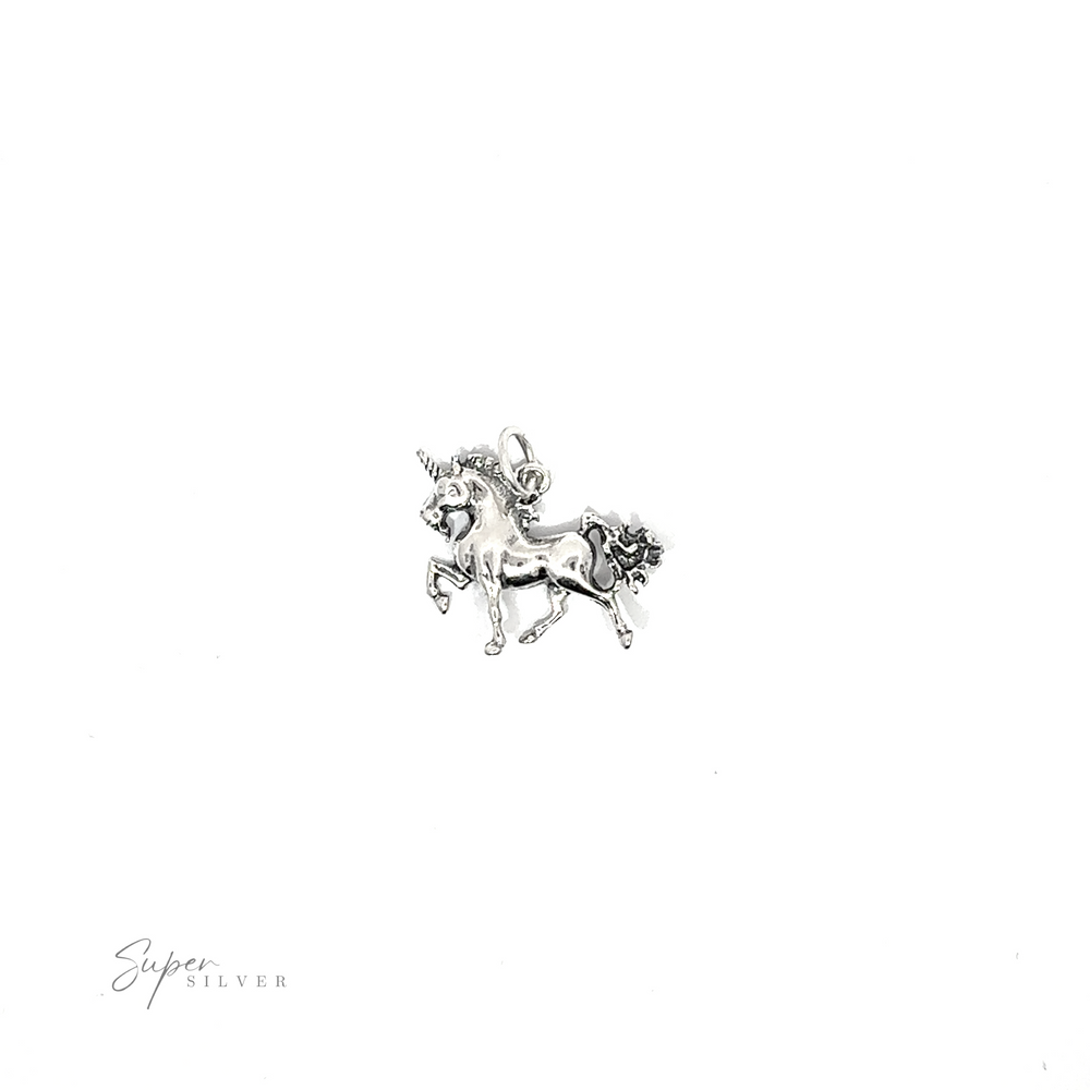 
                  
                    A detailed hair Unicorn Charm made of .925 sterling silver, set against a white background.
                  
                