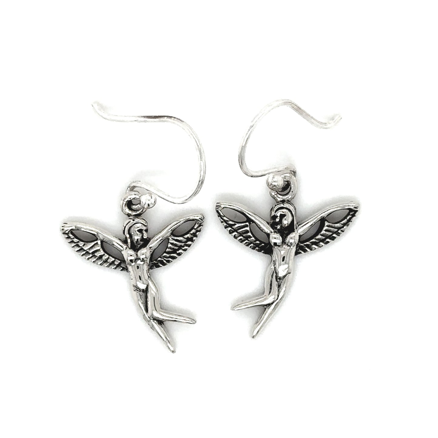 
                  
                    A pair of Super Silver Fairy Dangle Earrings with angels on them.
                  
                