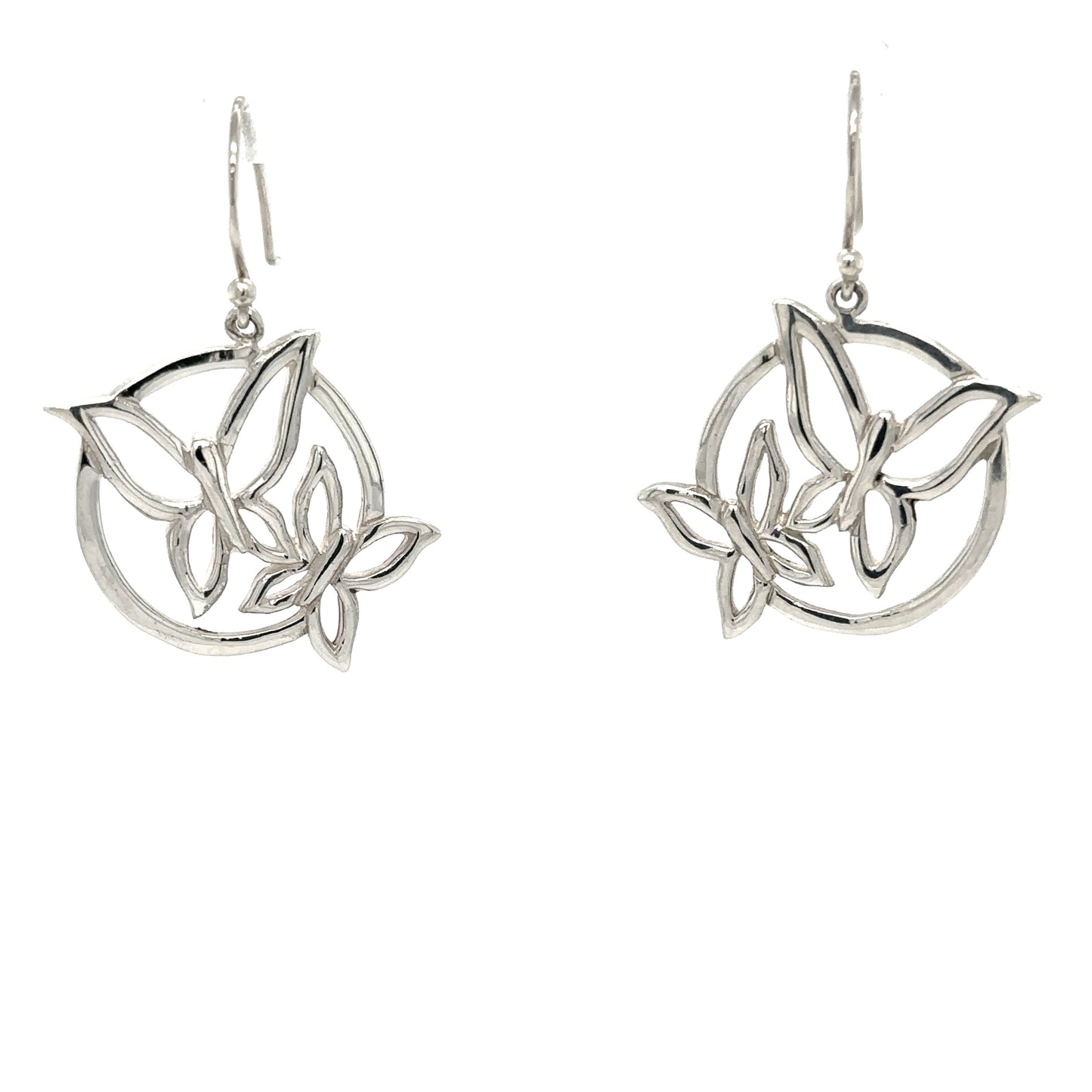 Super Silver's Butterfly Outline Earrings with French hook.