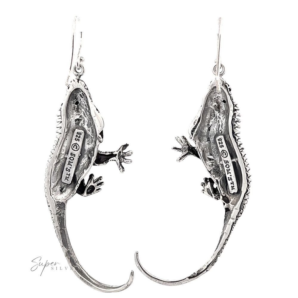 Pair of Statement Iguana Earrings for reptile enthusiasts.