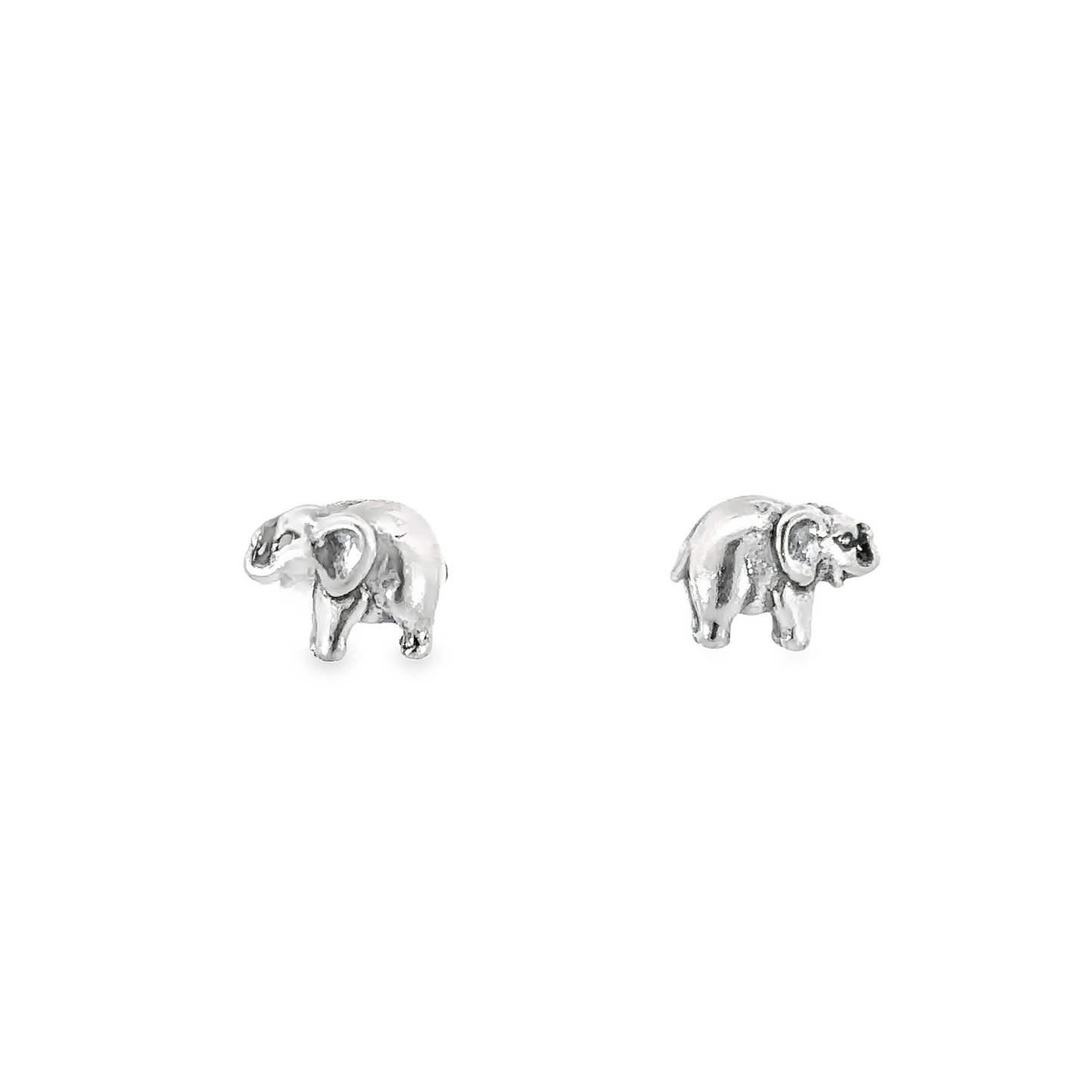 A pair of Elephant Studs on a white background, perfect for the animal lover.