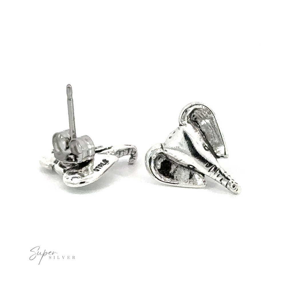 Adorable Elephant Head Studs perfect for an animal lover, seen on a white background.
