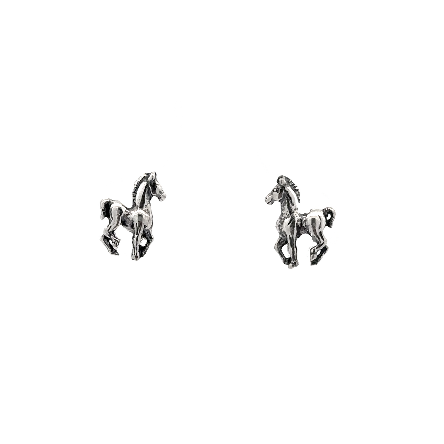 A pair of Horse Studs earrings on a white background, perfect for any horse lover.