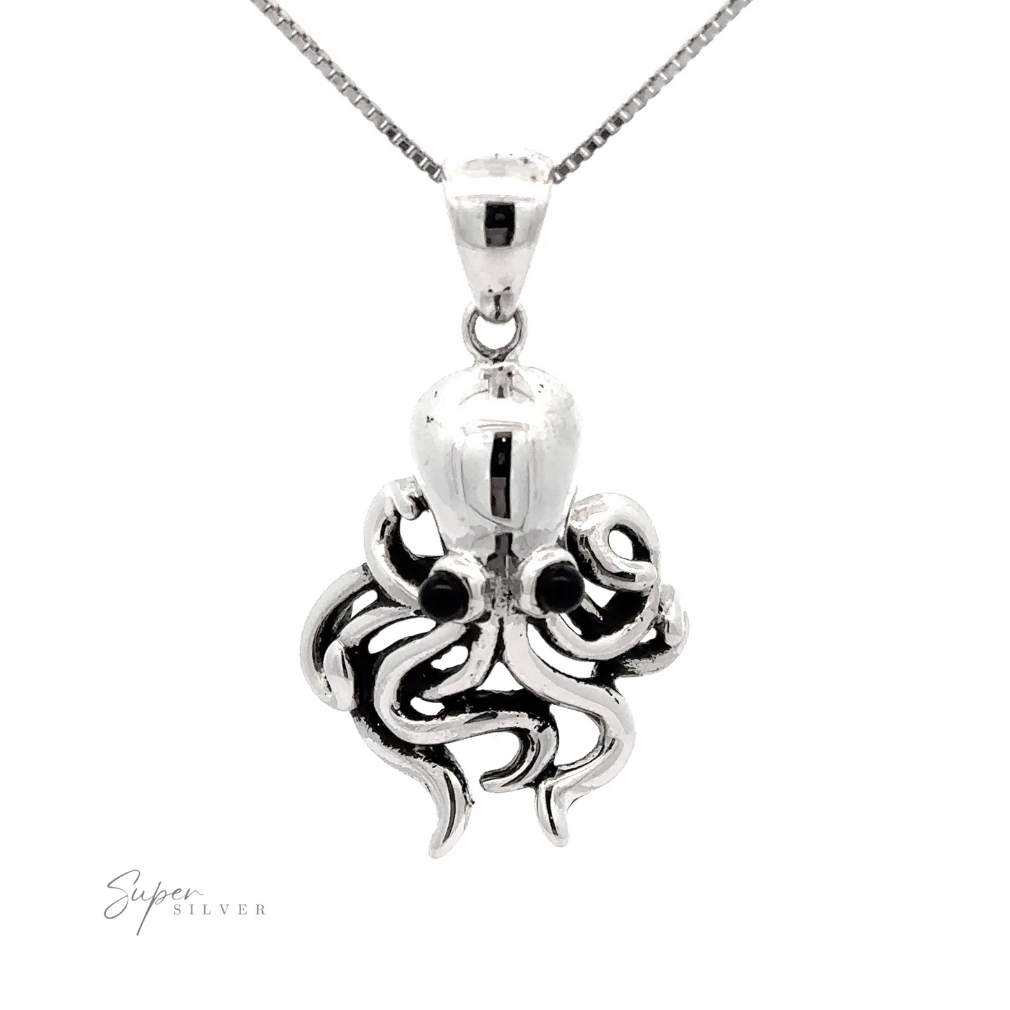 .925 Sterling Silver artisan-crafted Octopus Pendant on a chain.
Product Name: Octopus Pendant