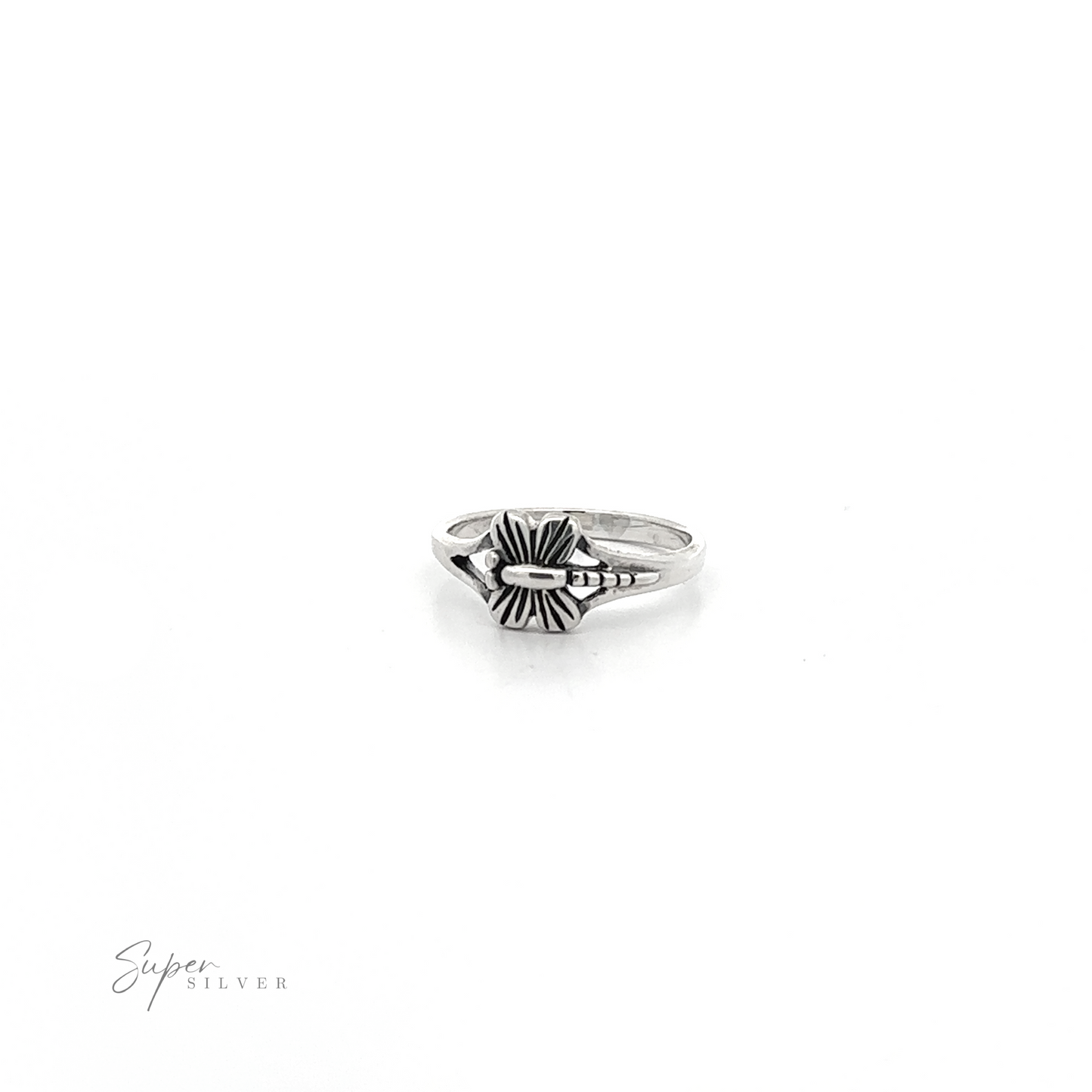
                  
                    A Small Dragonfly ring .925 sterling silver ring with a delicate cross on it.
                  
                