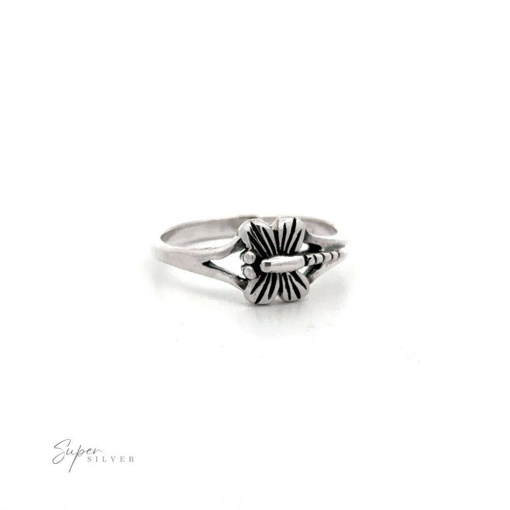 A delicate Small Dragonfly Ring with a sunburst design.